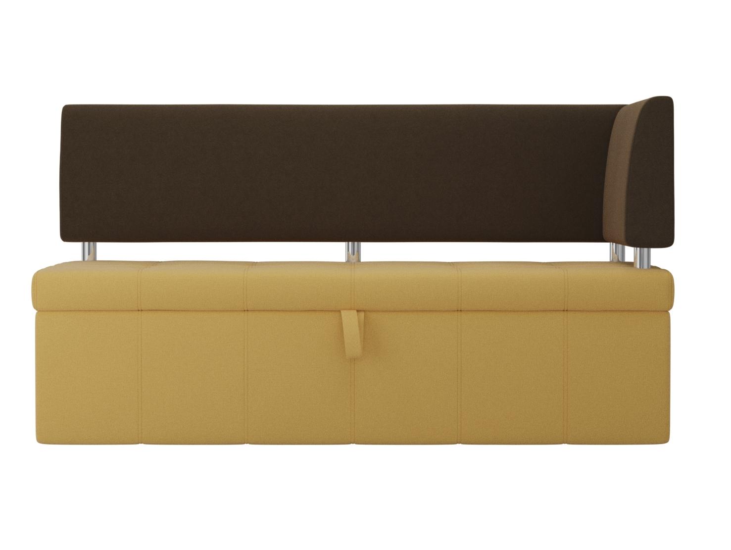 Кухонный прямой диван Стоун с углом правый (Желтый\коричневый)