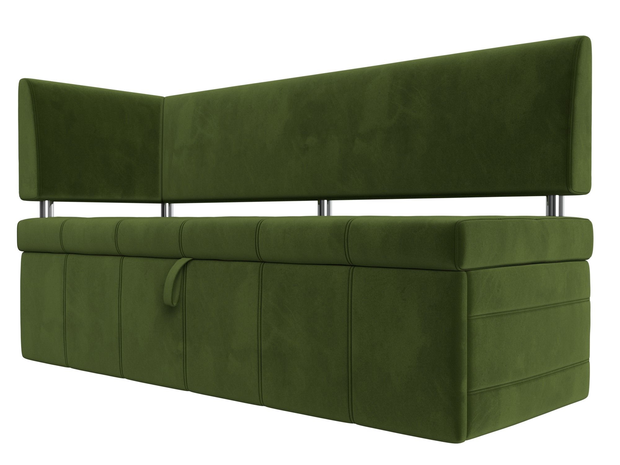 Кухонный прямой диван Стоун с углом левый (Зеленый)