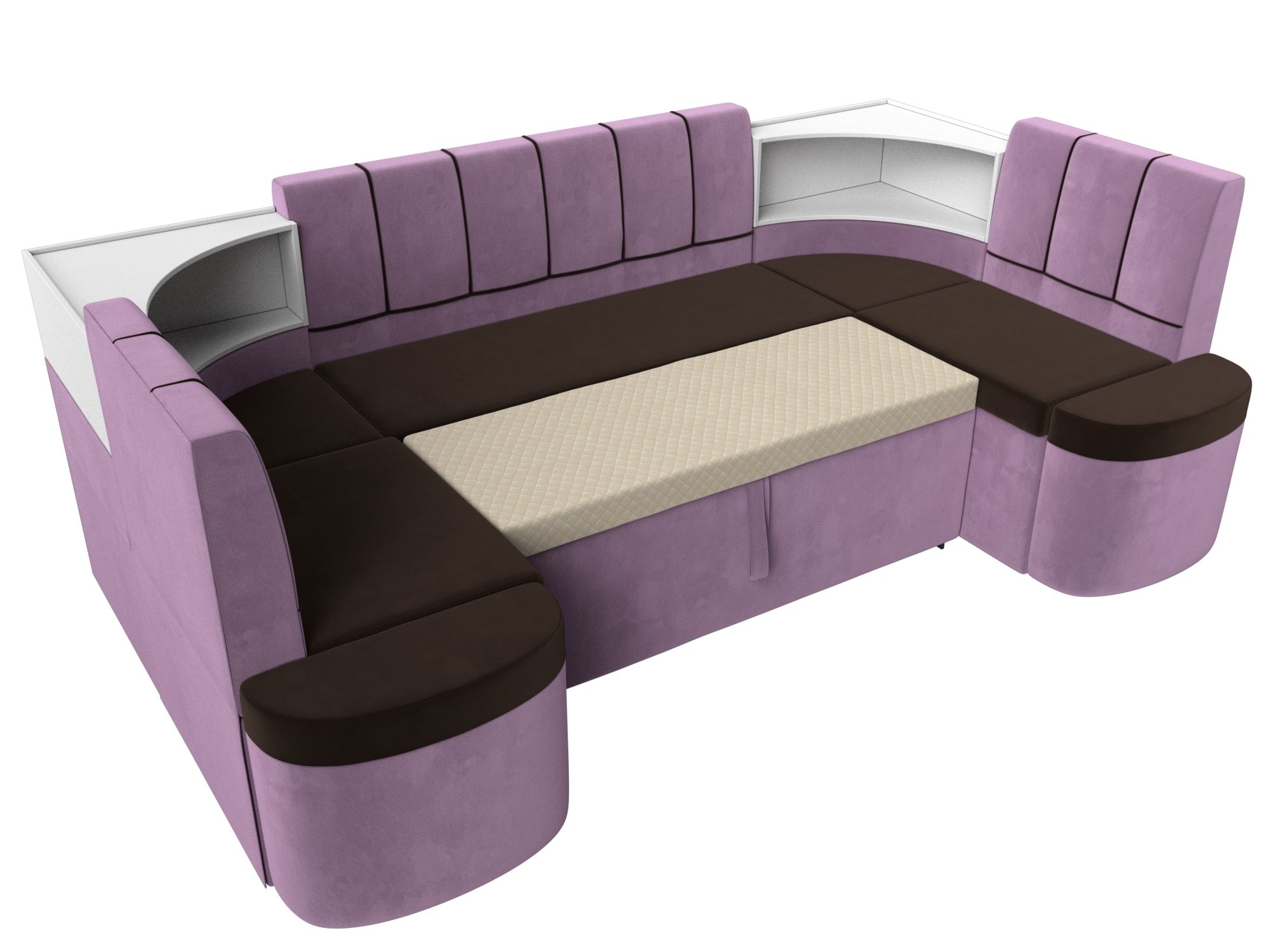 П-образный диван Тефида (Коричневый\Сиреневый)