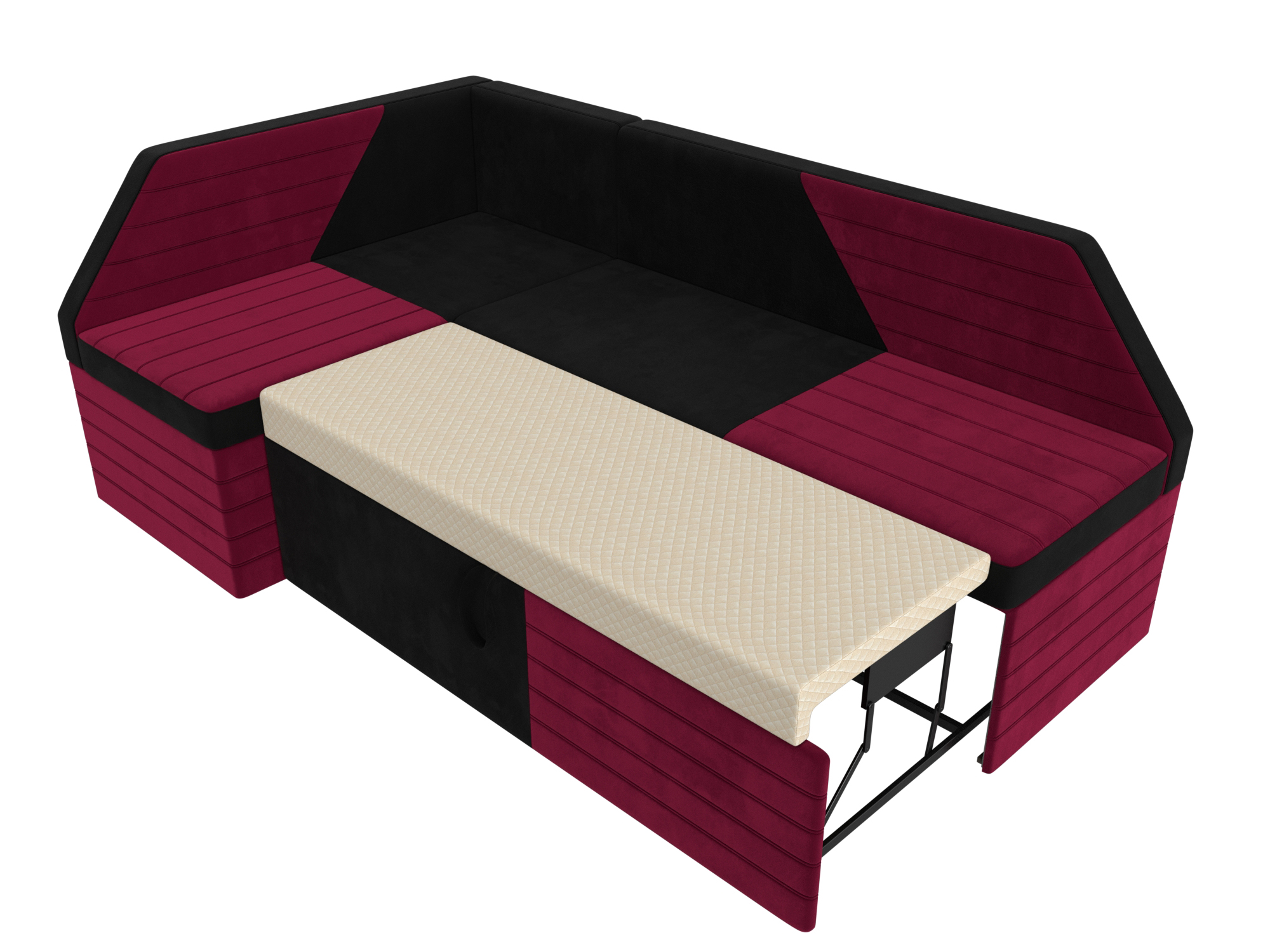 Кухонный угловой диван Дуглас левый угол (Черный\Бордовый)