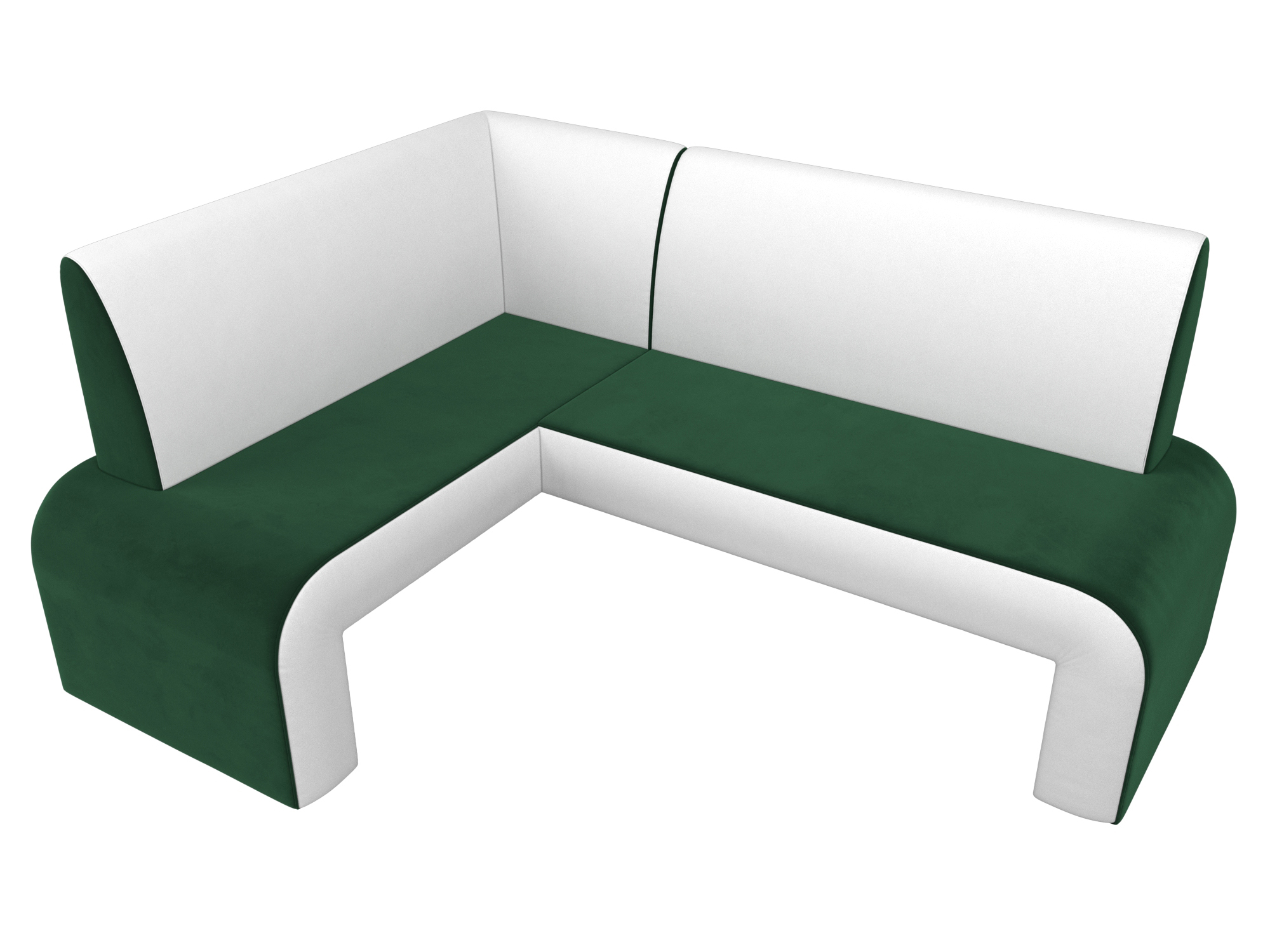 Кухонный угловой диван Кармен левый угол (Зеленый\Белый)