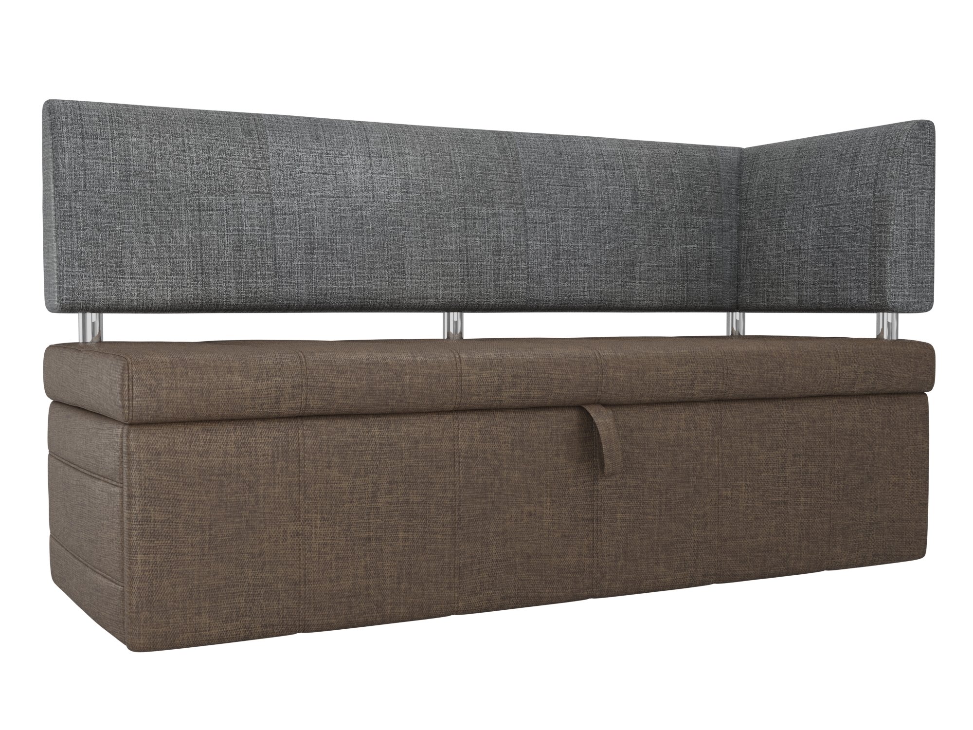 Кухонный прямой диван Стоун с углом (коричневый\Серый)
