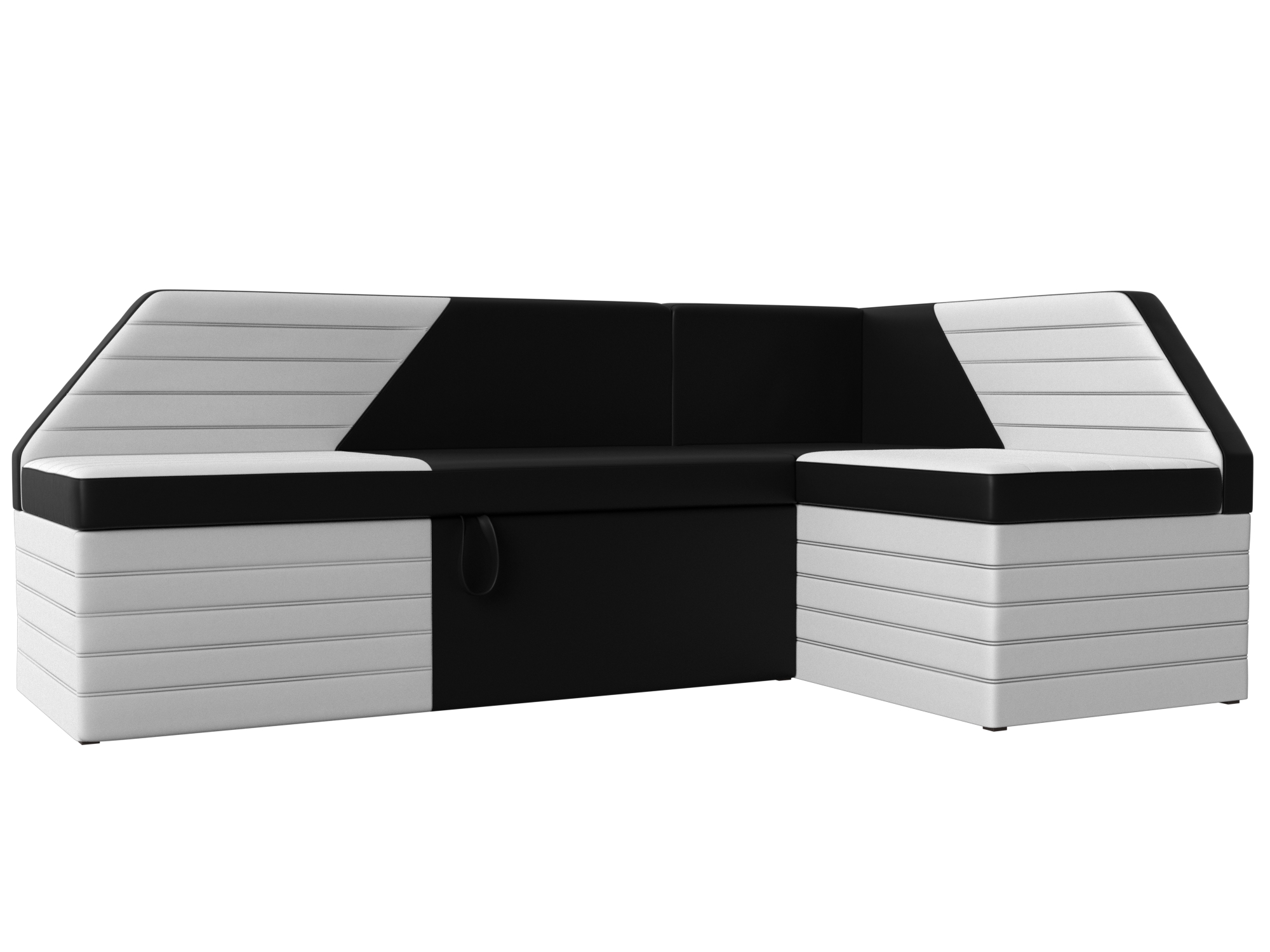 Кухонный угловой диван Дуглас правый угол (Черный\Белый)