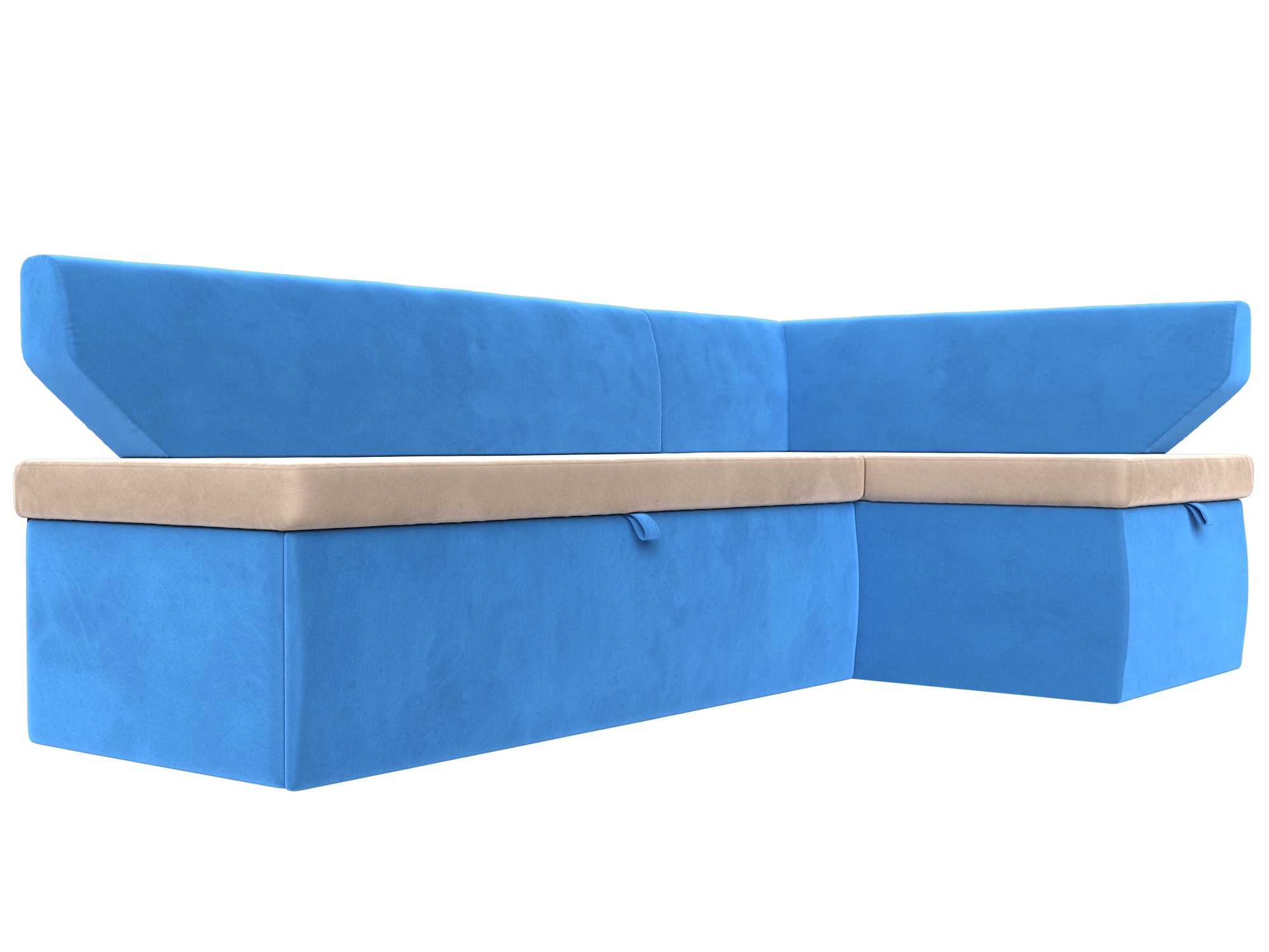 Кухонный угловой диван Омура правый угол (Бежевый\Голубой)