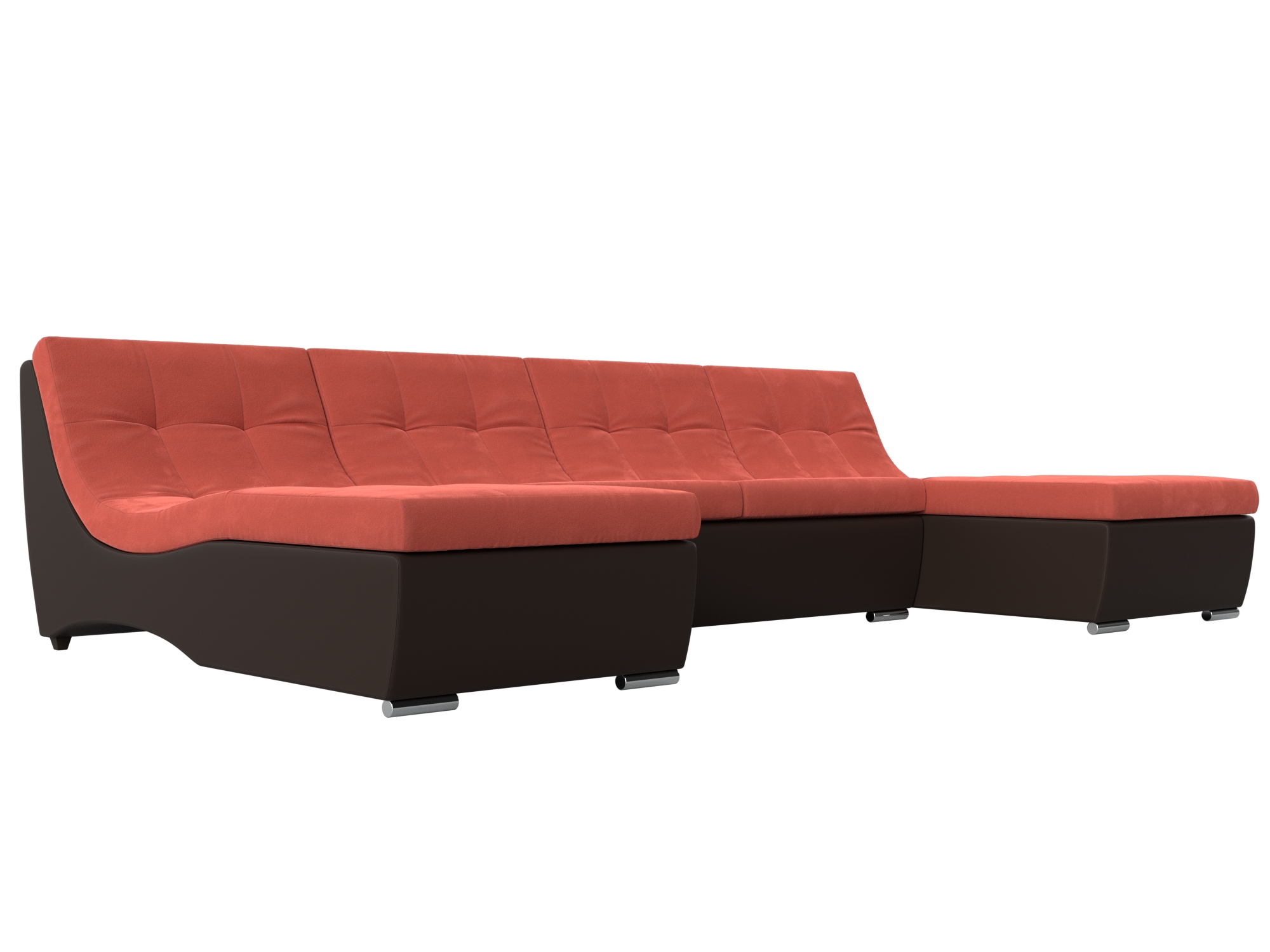 П-образный модульный диван Монреаль (Коралловый\Коричневый)