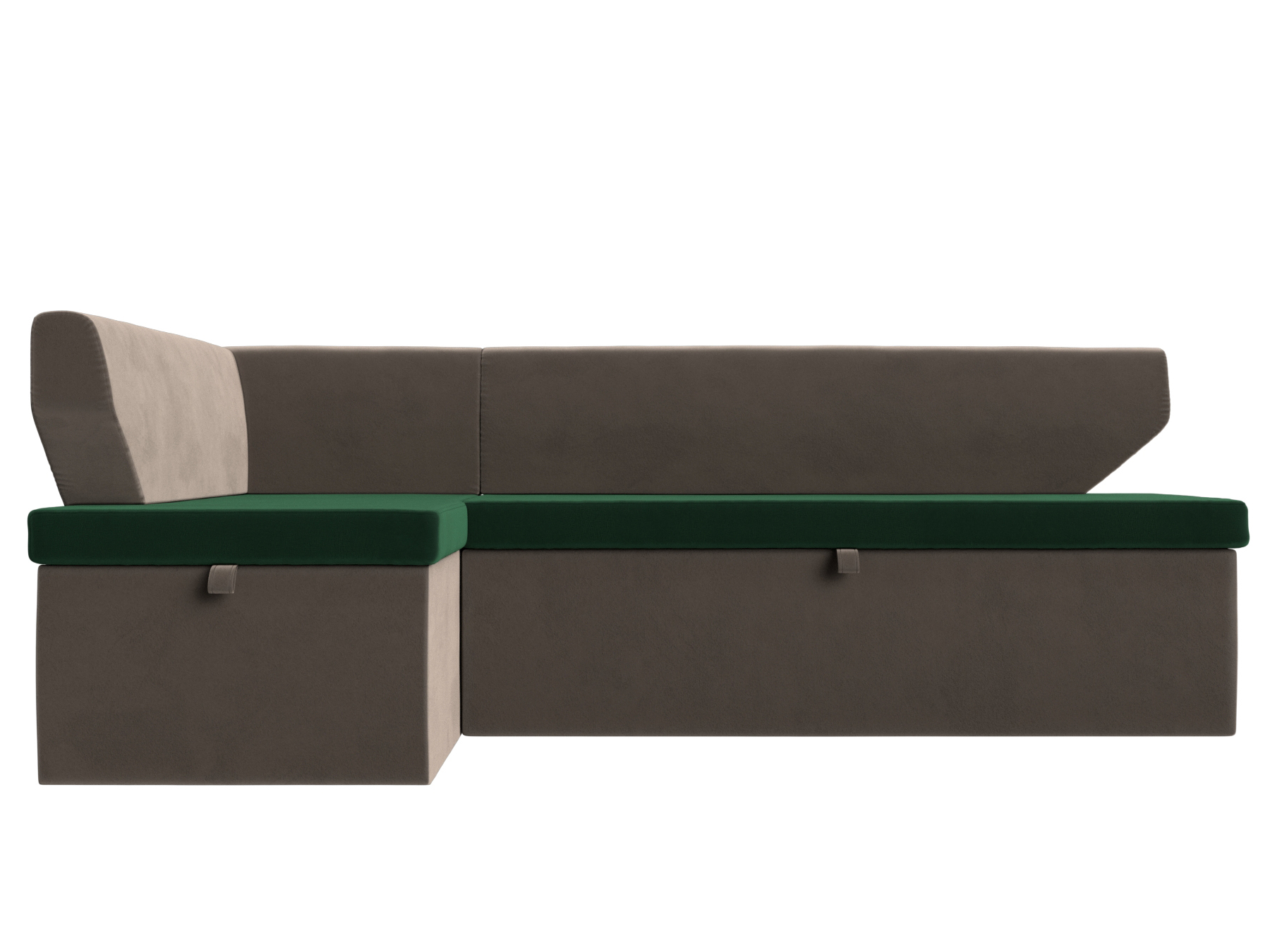 Кухонный угловой диван Омура левый угол (Зеленый\Коричневый)