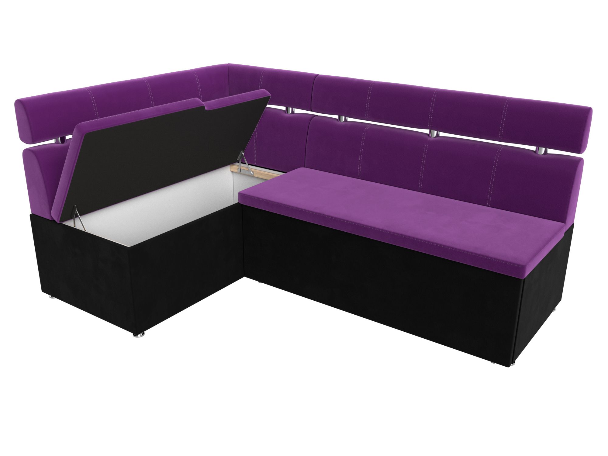 Кухонный угловой диван Классик левый угол (Фиолетовый\Черный)