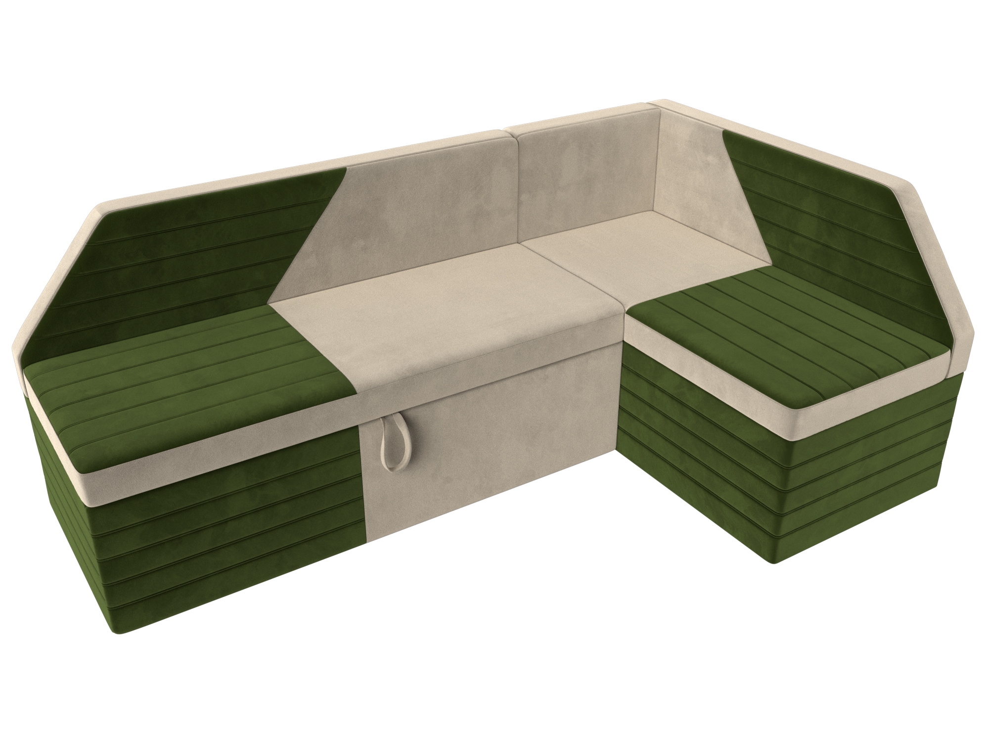 Кухонный угловой диван Дуглас правый угол (Бежевый\Зеленый)