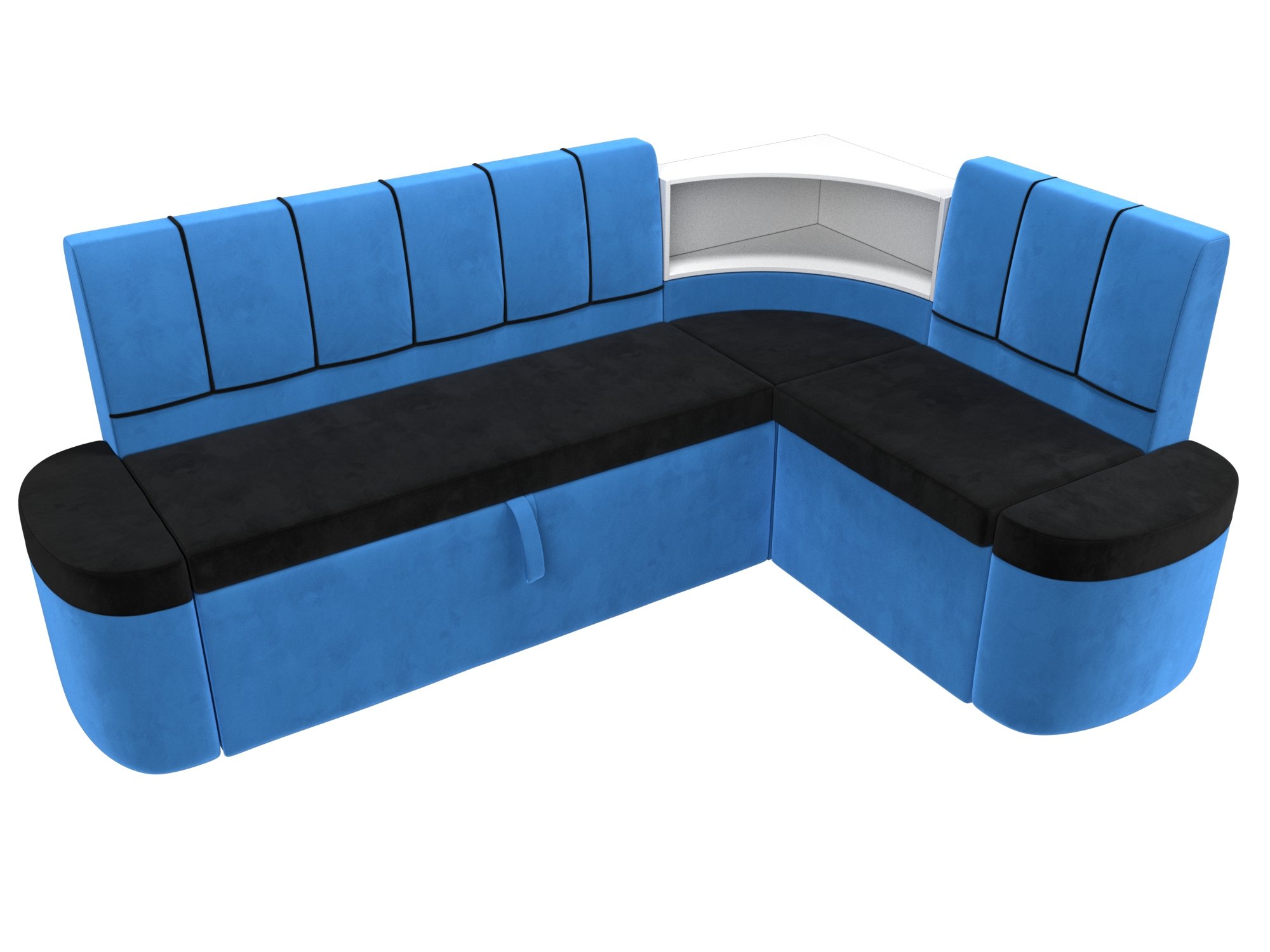 Кухонный угловой диван Тефида правый угол (Черный\Голубой)