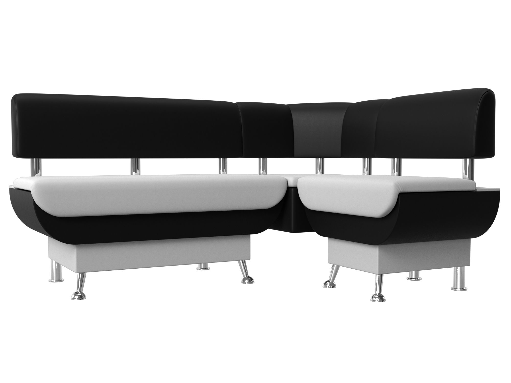 Кухонный угловой диван Альфа правый угол (Белый\Черный)