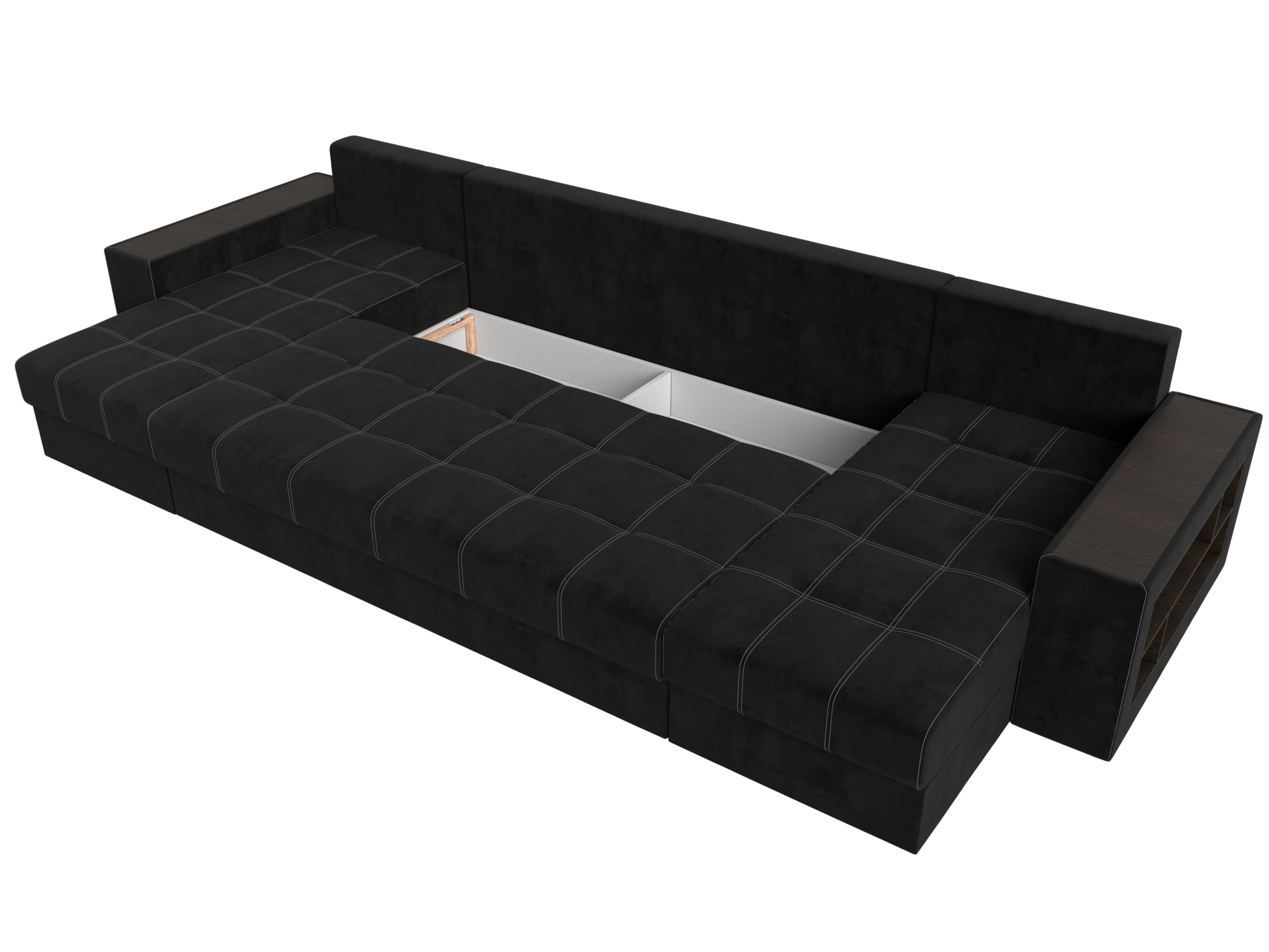 П-образный диван Дубай полки справа (Черный)