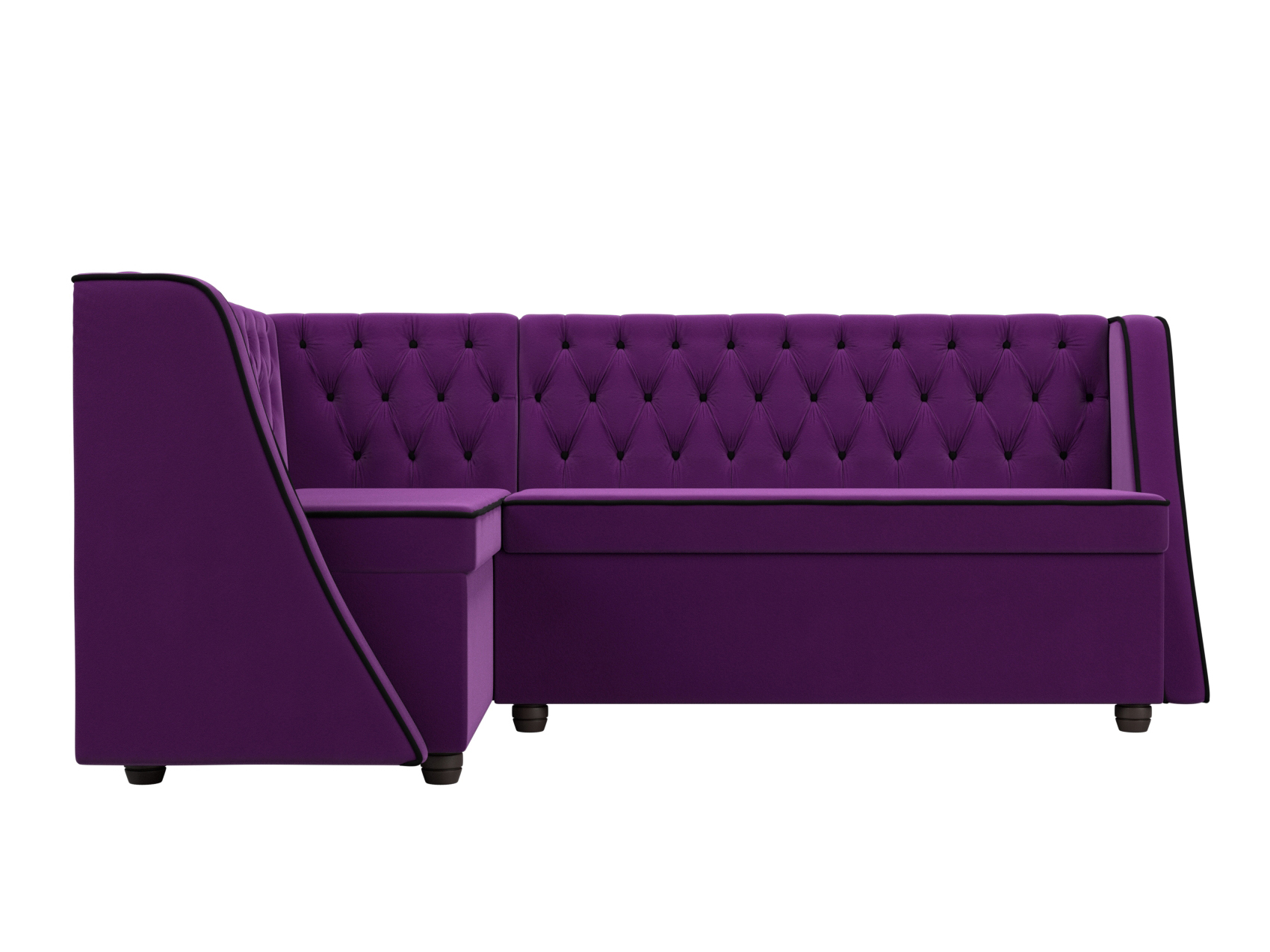 Кухонный угловой диван Лофт левый угол (Фиолетовый\Черный)