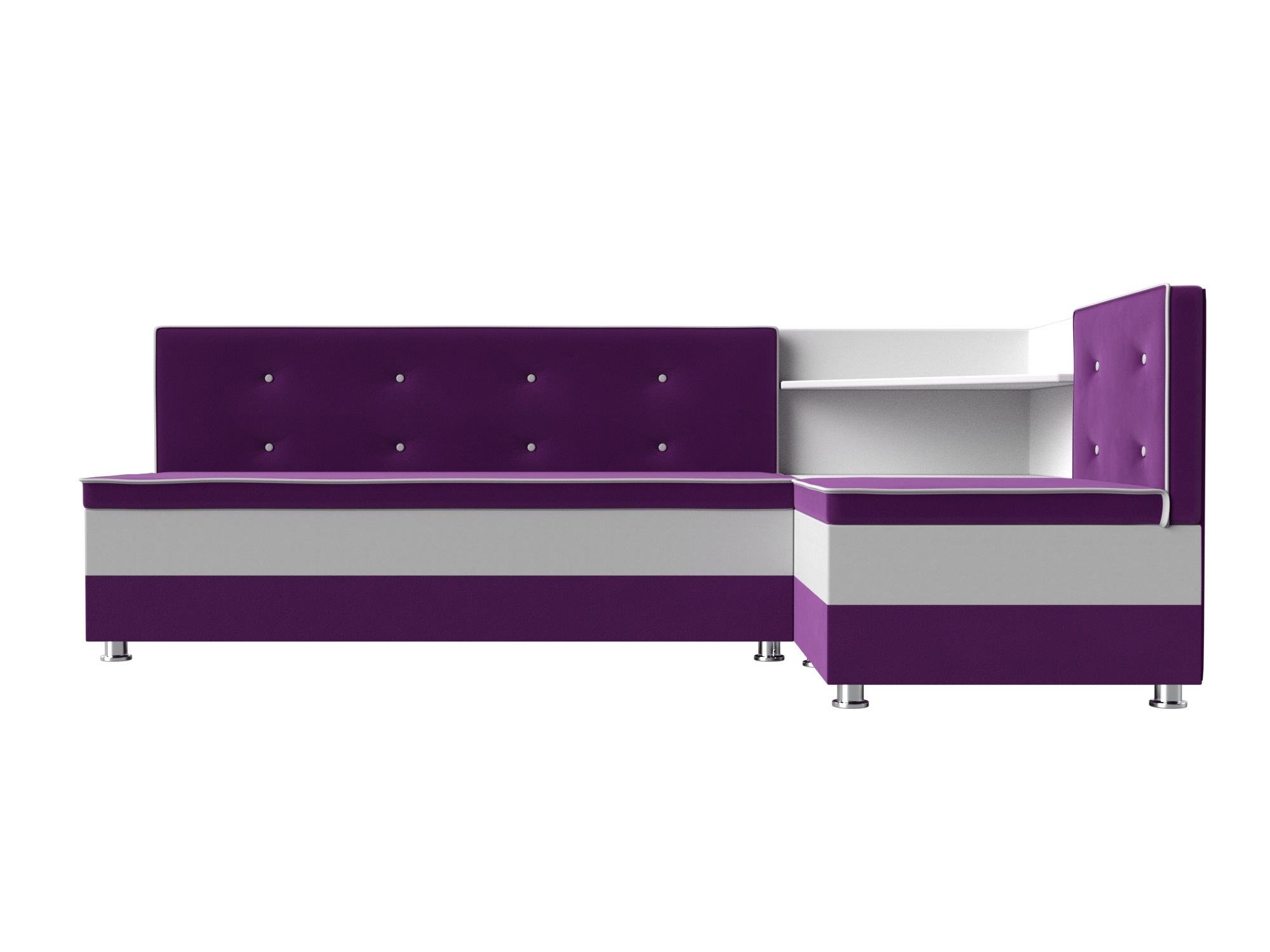 Кухонный угловой диван Милан правый угол (Фиолетовый\Белый)