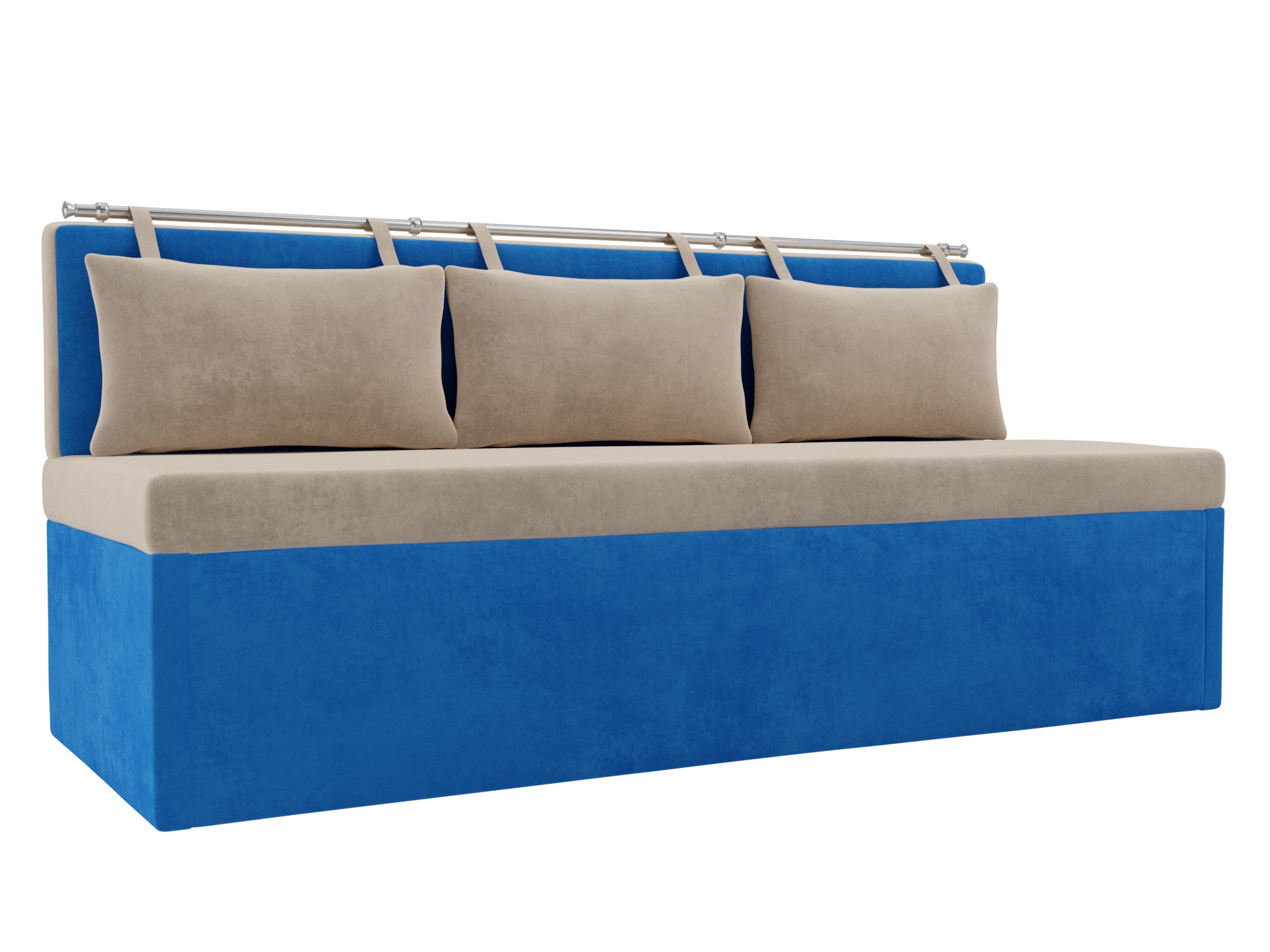 Кухонный прямой диван Метро (Бежевый\Голубой)