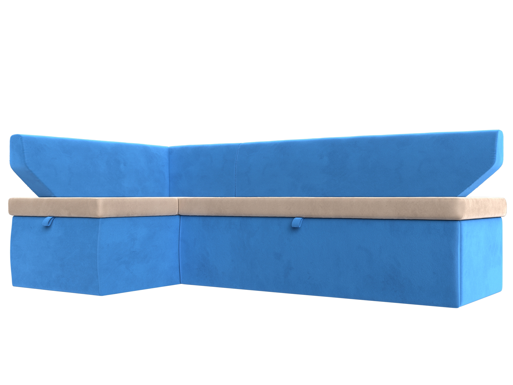 Кухонный угловой диван Омура левый угол (Бежевый\Голубой)