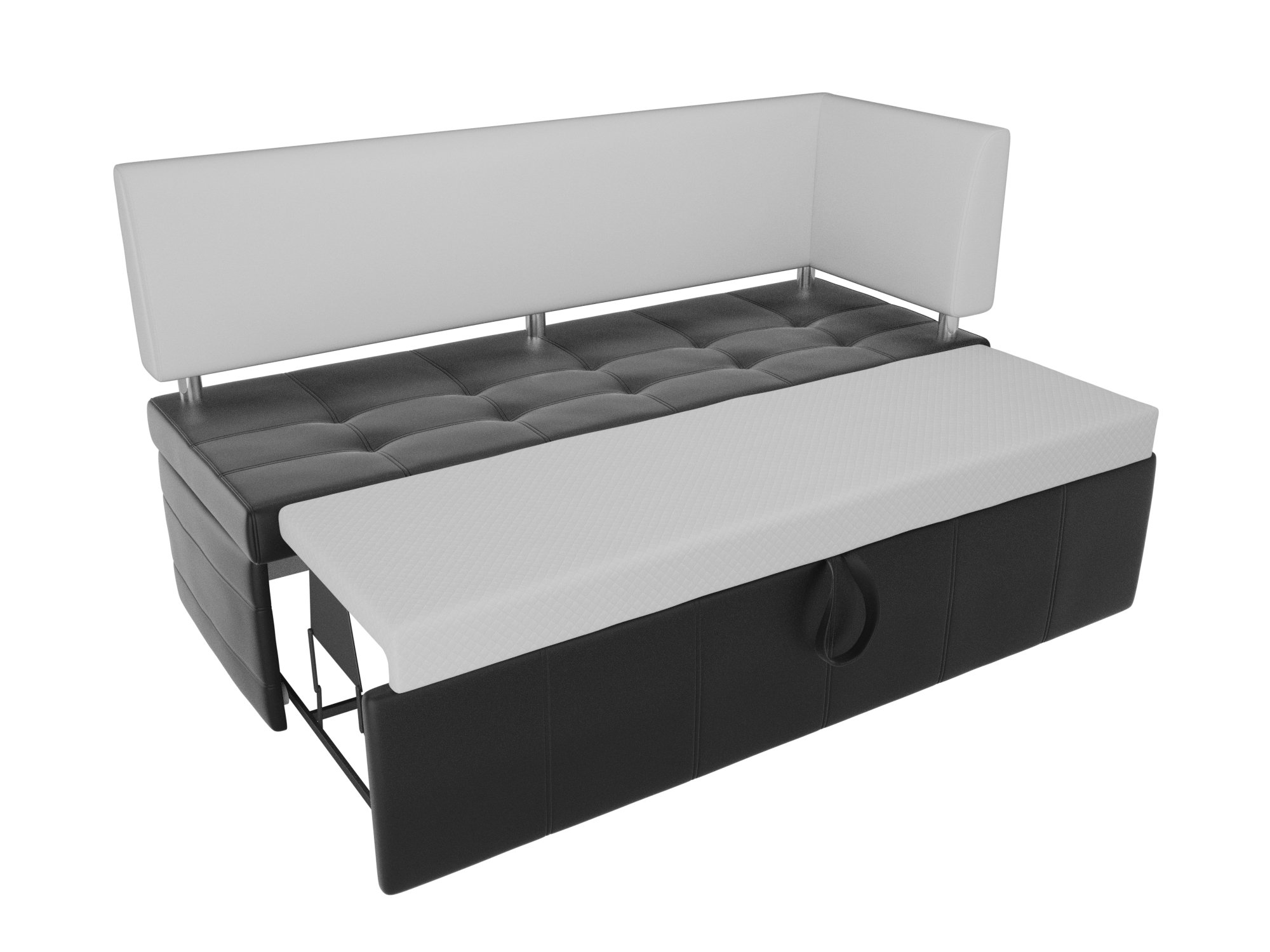 Кухонный прямой диван Стоун с углом правый (Черный\Белый)