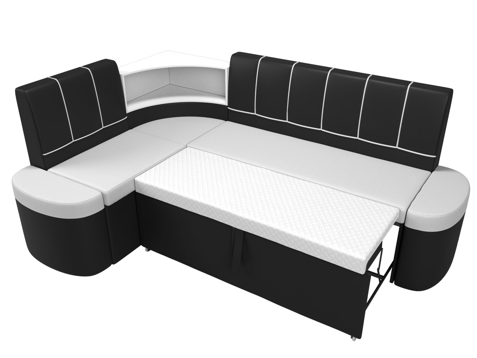 Кухонный угловой диван Тефида левый угол (Белый\Черный)