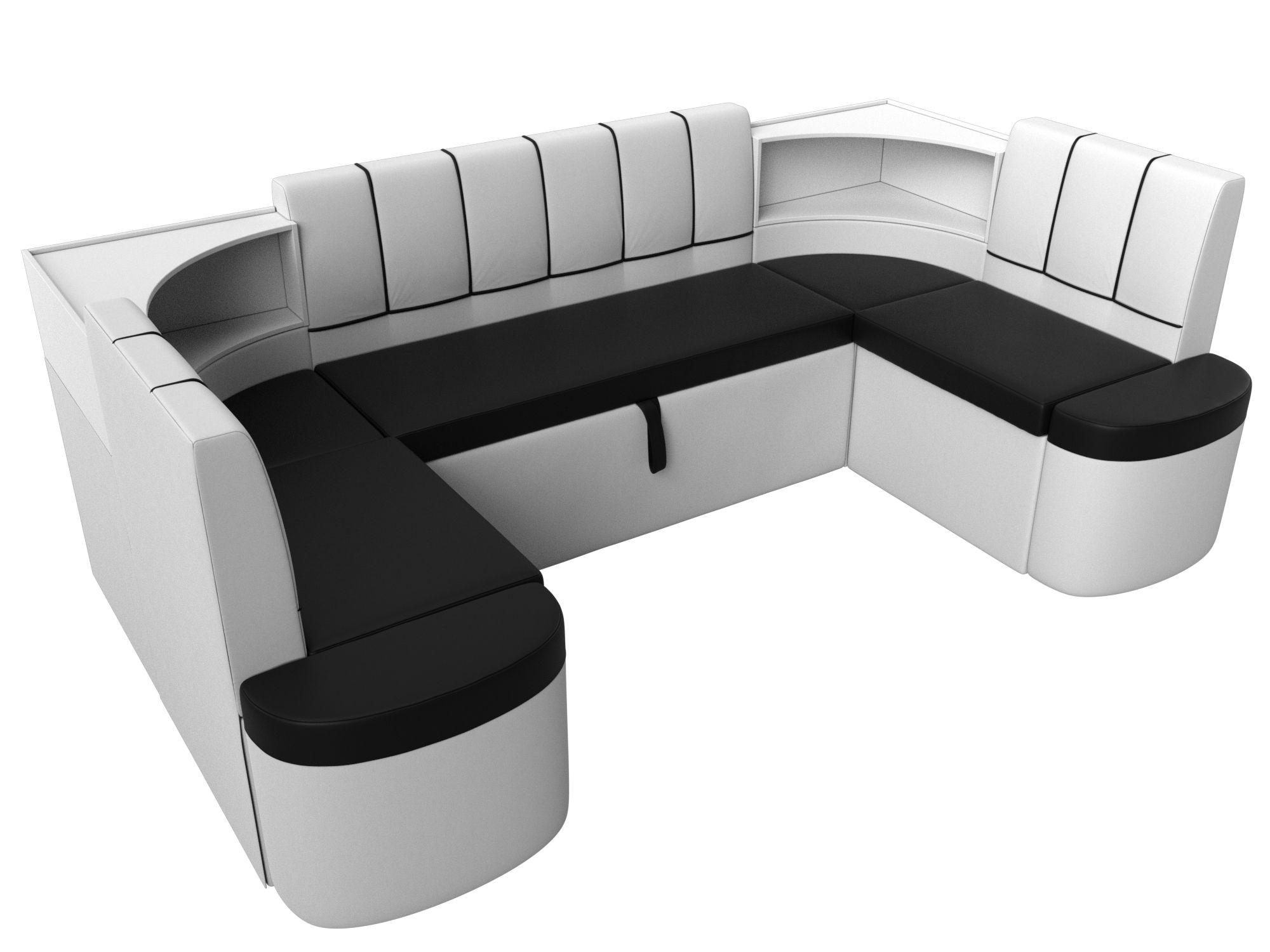 П-образный диван Тефида (Черный\Белый)