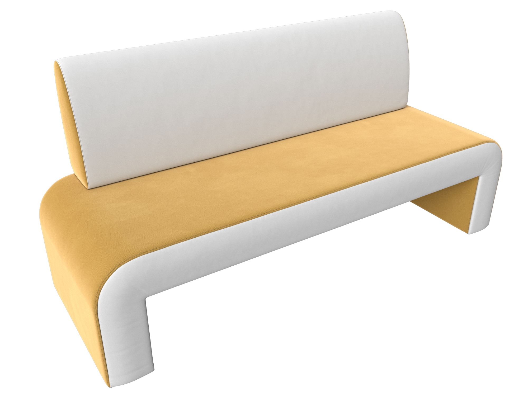 Кухонный прямой диван Кармен (Желтый\Белый)