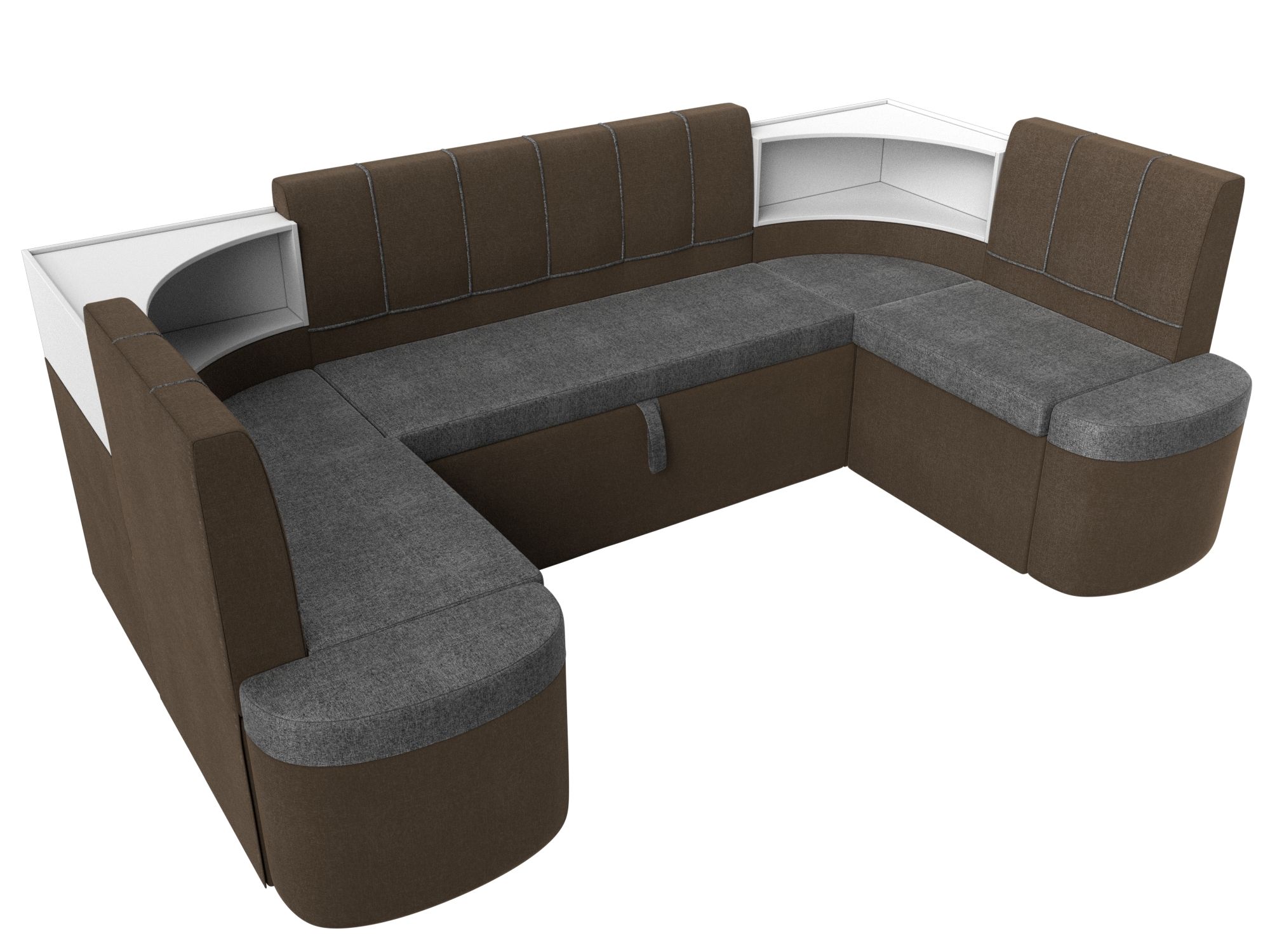 П-образный диван Тефида (Серый\Коричнеый)
