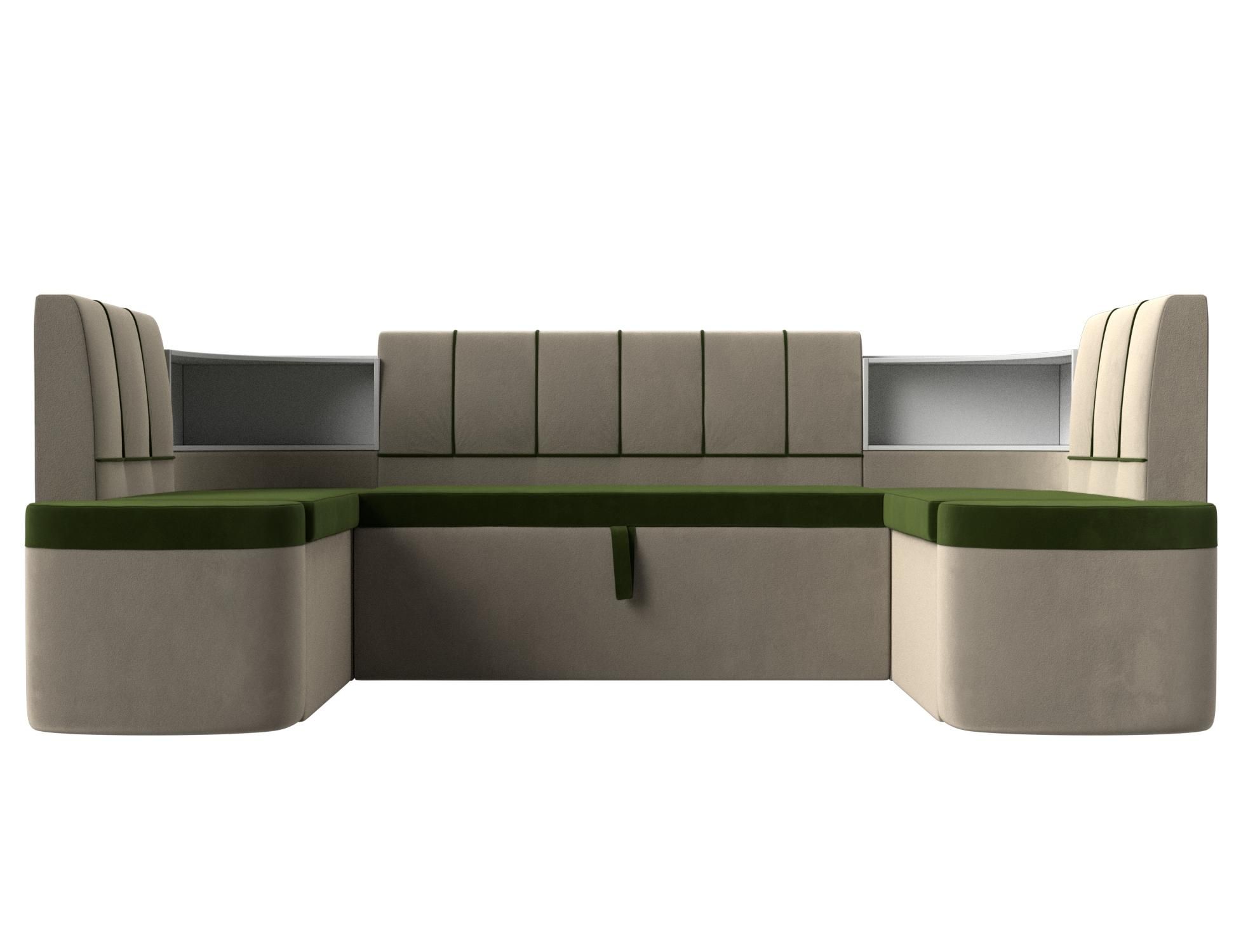П-образный диван Тефида (Зеленый\Бежевый)