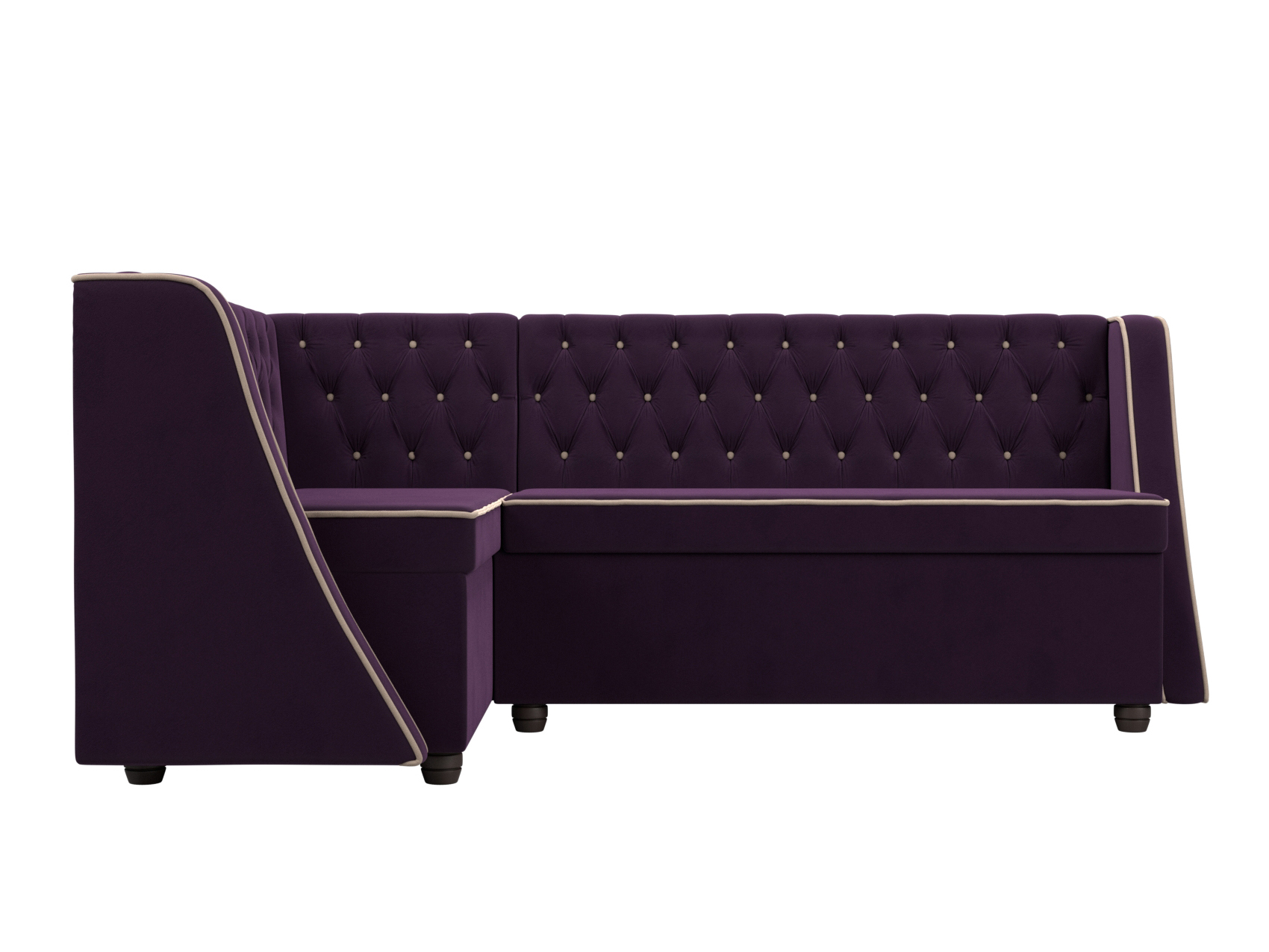 Кухонный угловой диван Лофт левый угол (Фиолетовый\Бежевый)