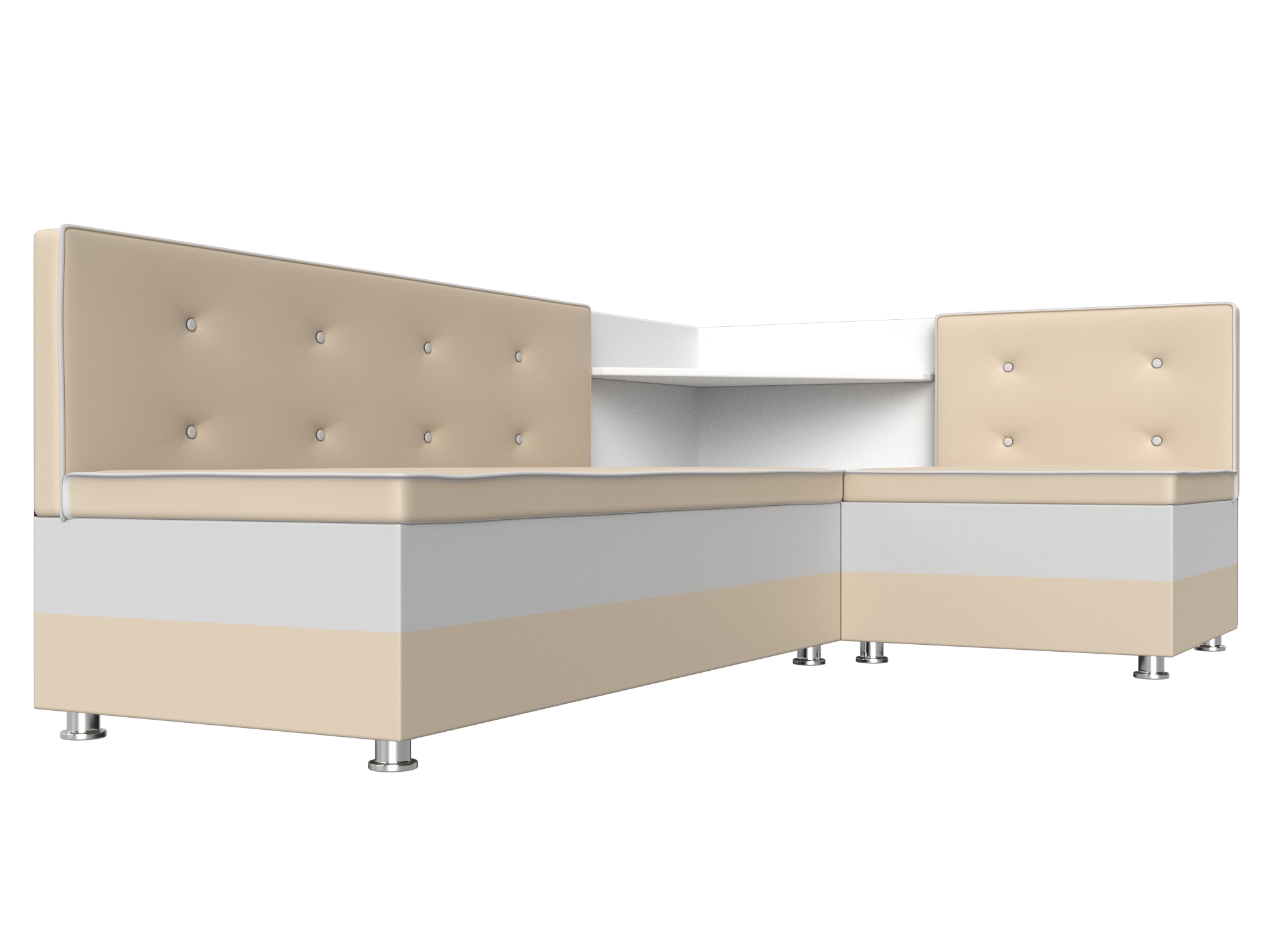 Кухонный угловой диван Милан правый угол (Бежевый\Белый)