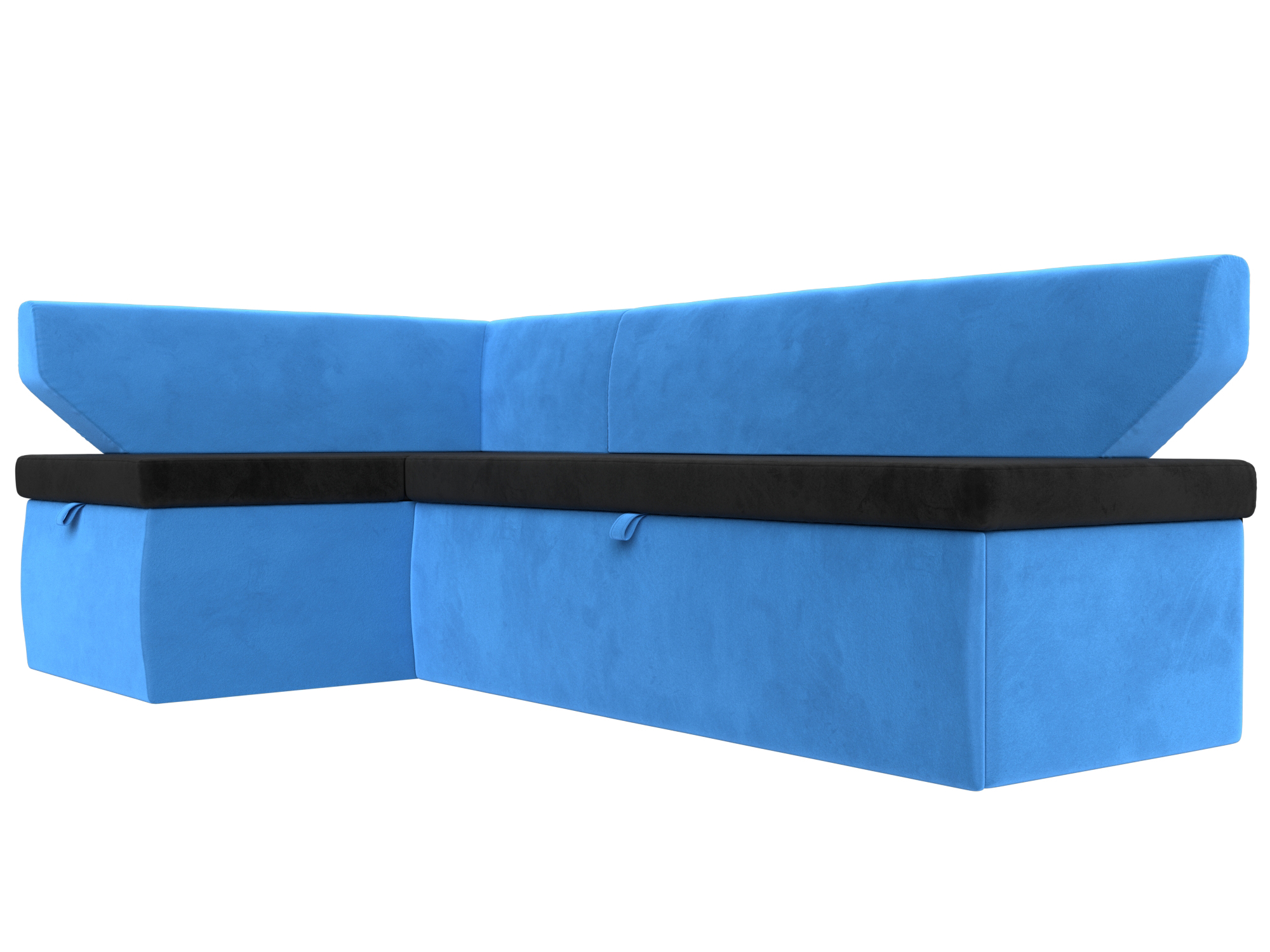 Кухонный угловой диван Омура левый угол (Черный\Голубой)
