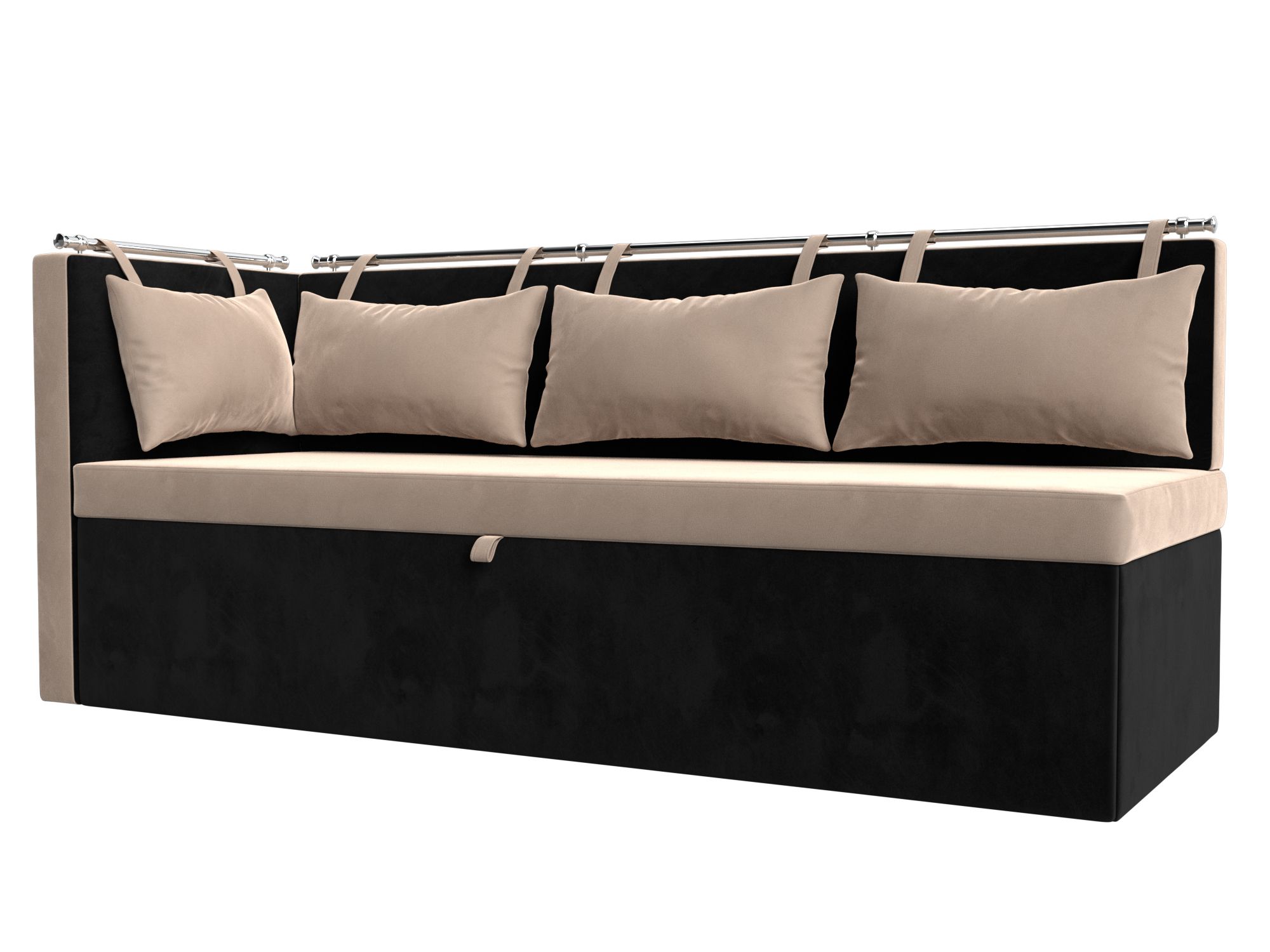 Кухонный диван Метро с углом слева (Бежевый\Черный)