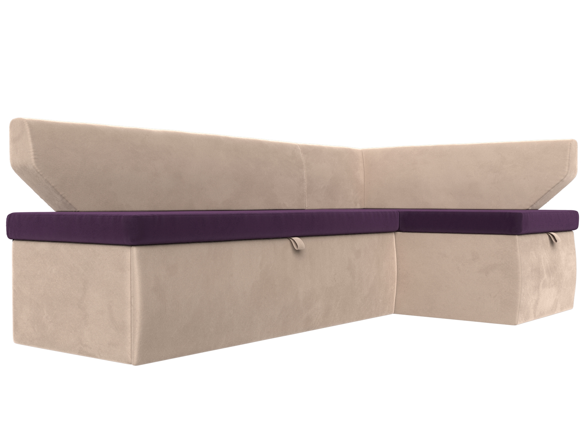Кухонный угловой диван Омура правый угол (Фиолетовый\Бежевый)