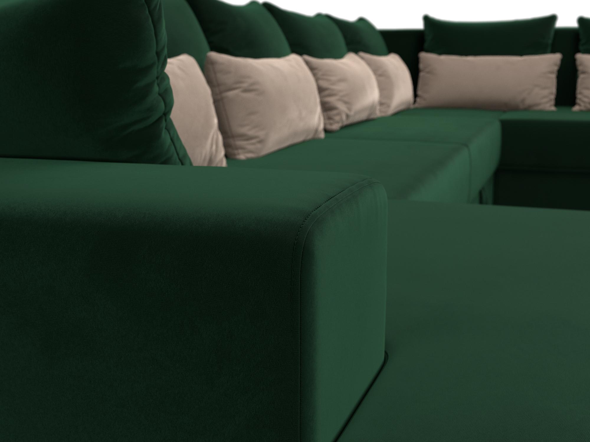 П-образный диван Майами левый угол (Зеленый\Зеленый\Бежевый)