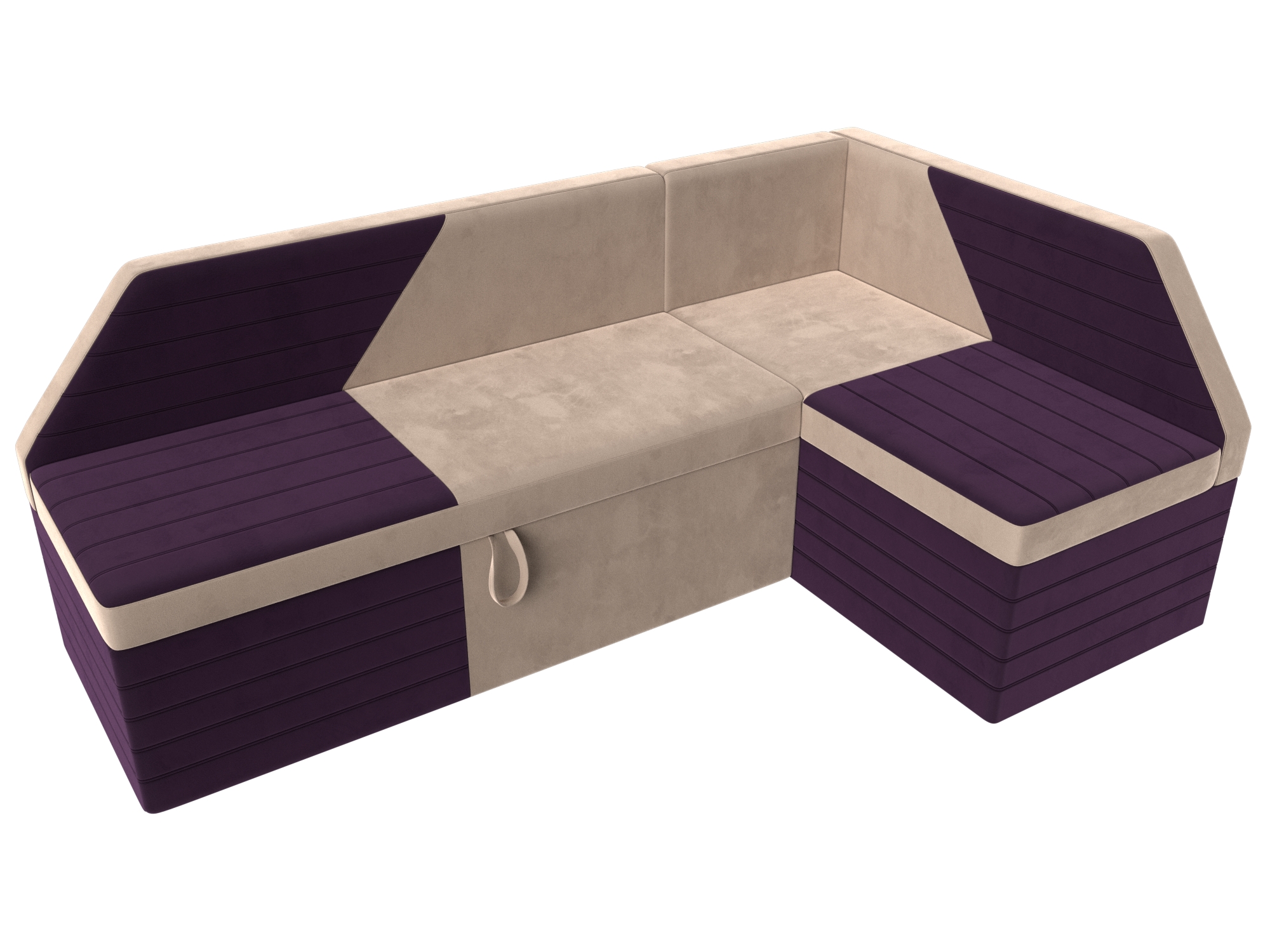 Кухонный угловой диван Дуглас правый угол (Бежевый\Фиолетовый)