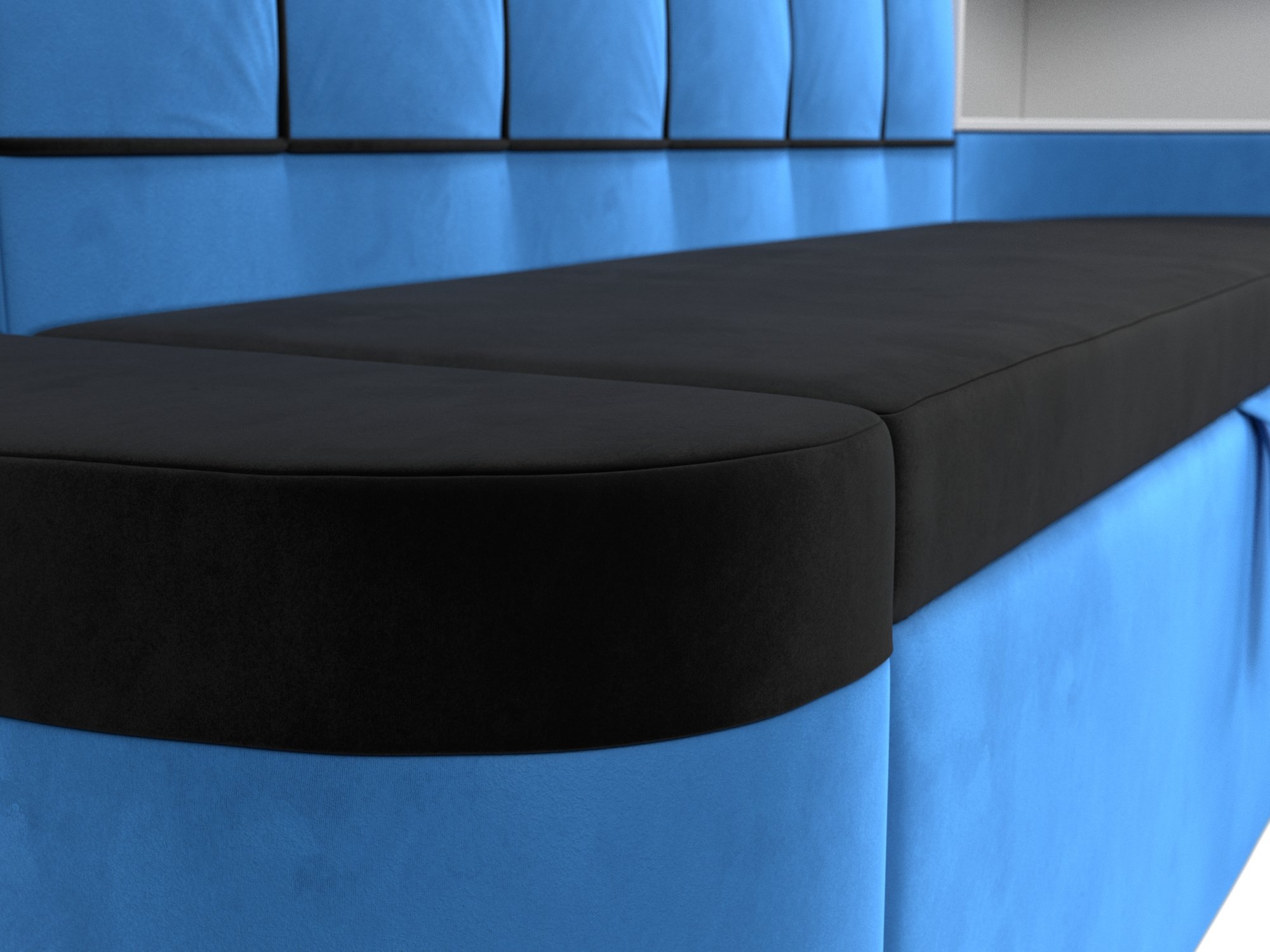 Кухонный угловой диван Тефида правый угол (Черный\Голубой)