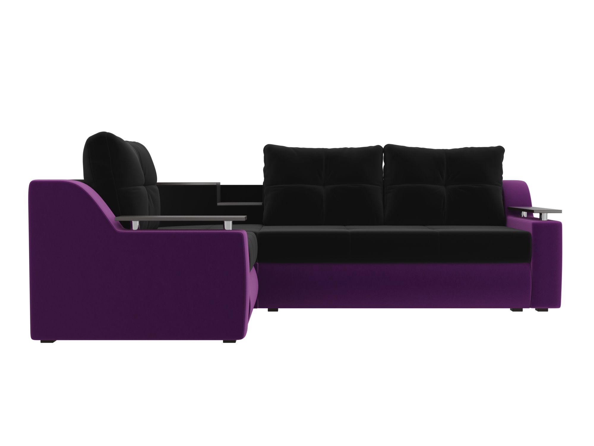 Угловой диван Тесей левый угол (Черный\Фиолетовый)