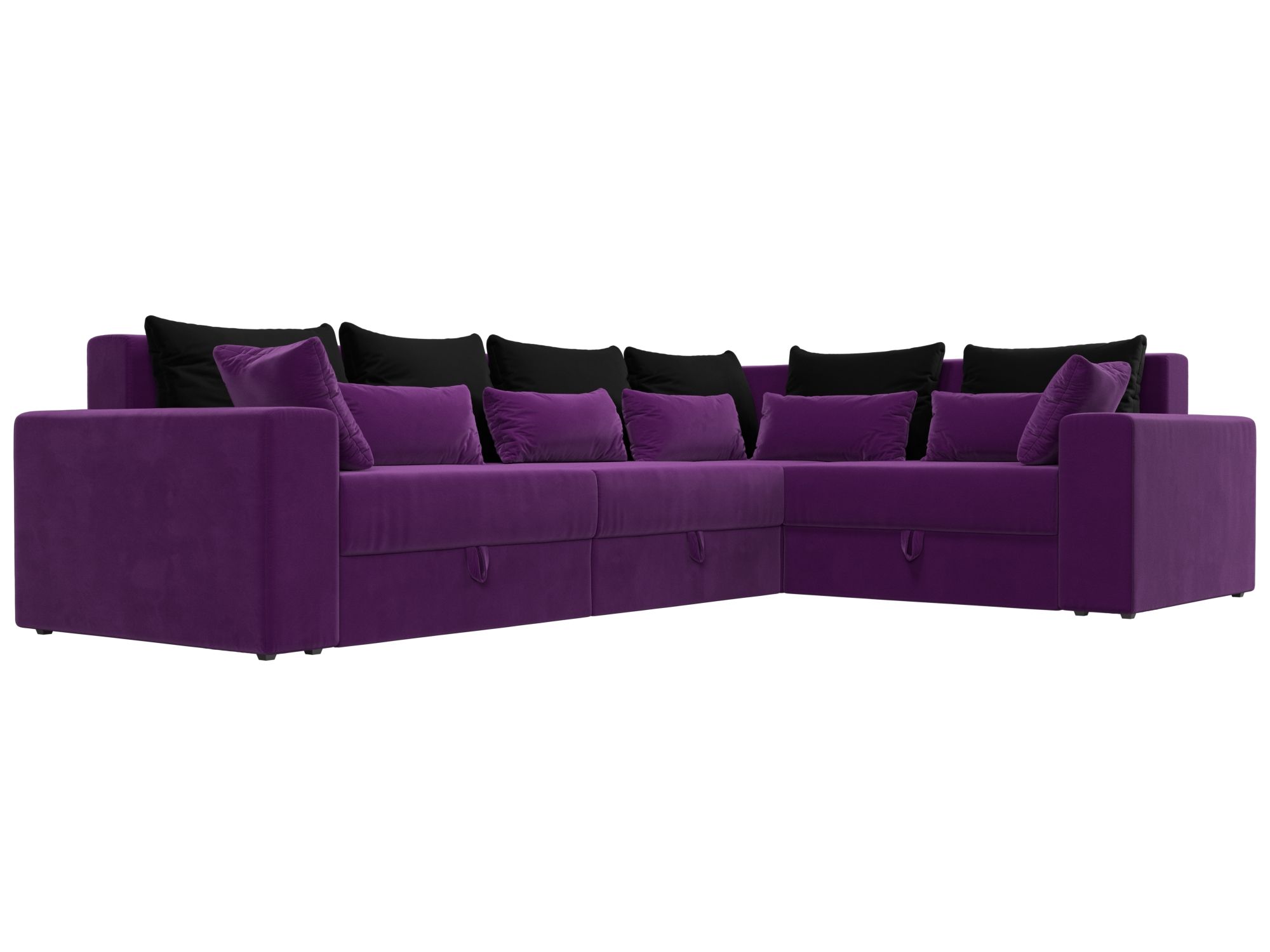 Угловой диван Майами Long правый угол (Фиолетовый\Черный\Фиолетовый)