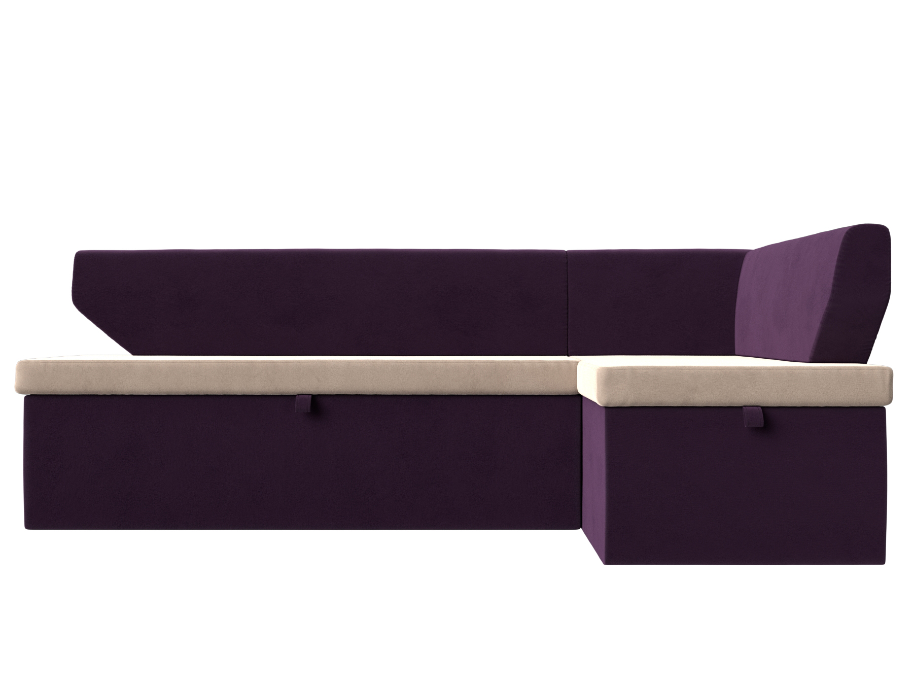 Кухонный угловой диван Омура правый угол (Бежевый\Фиолетовый)