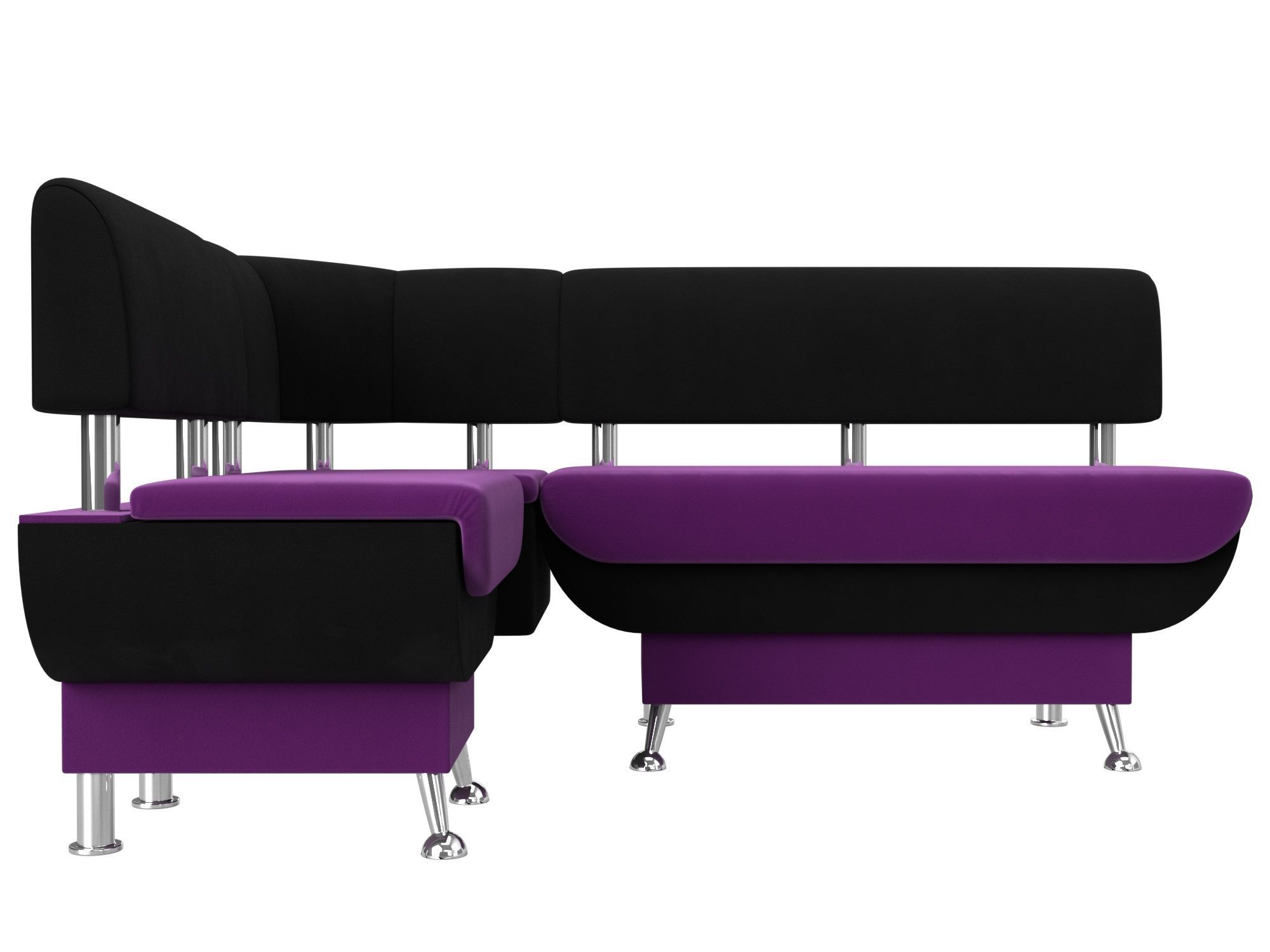 Кухонный угловой диван Альфа левый угол (Фиолетовый\Черный)