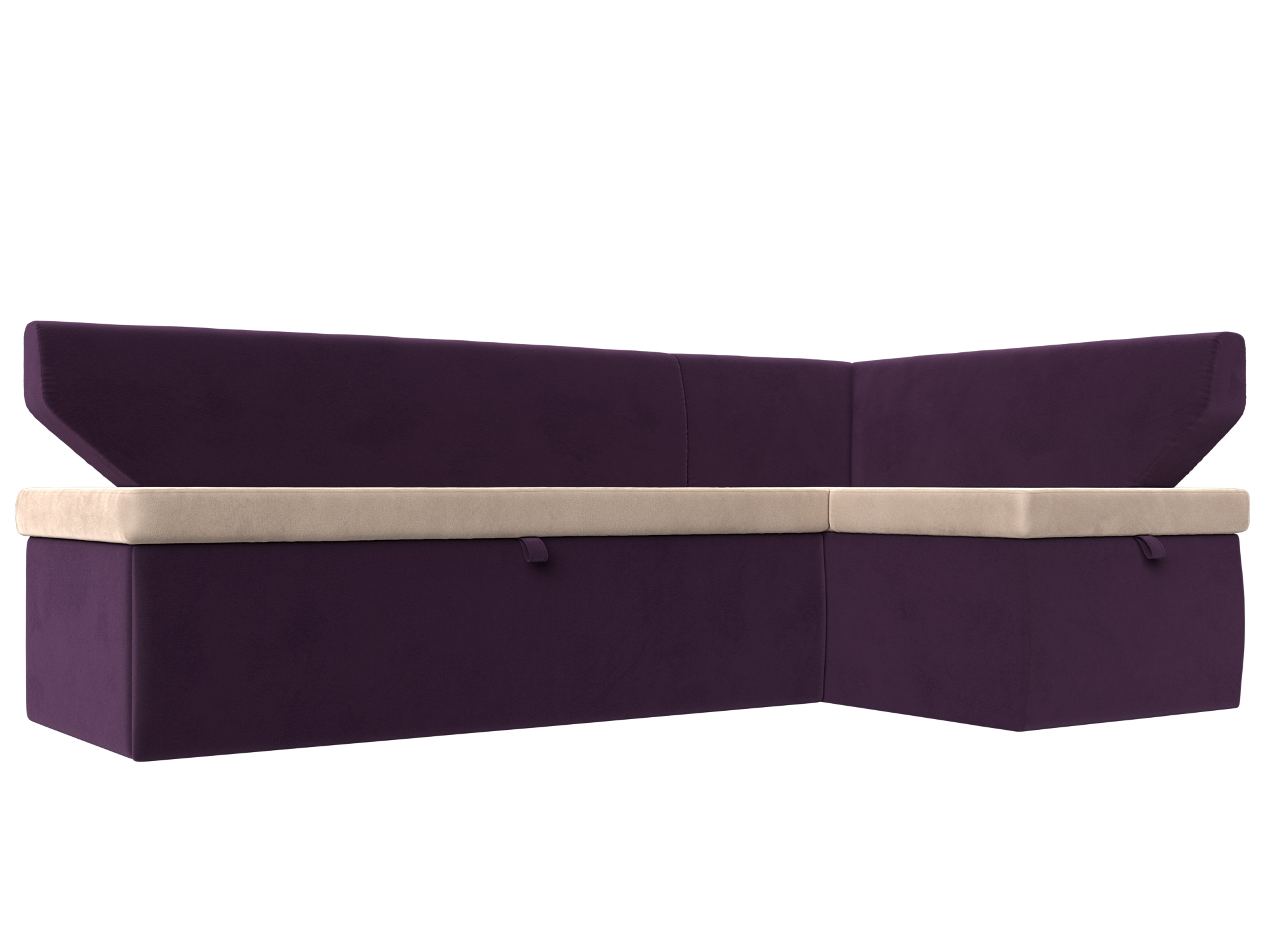 Кухонный угловой диван Омура правый угол (Бежевый\Фиолетовый)