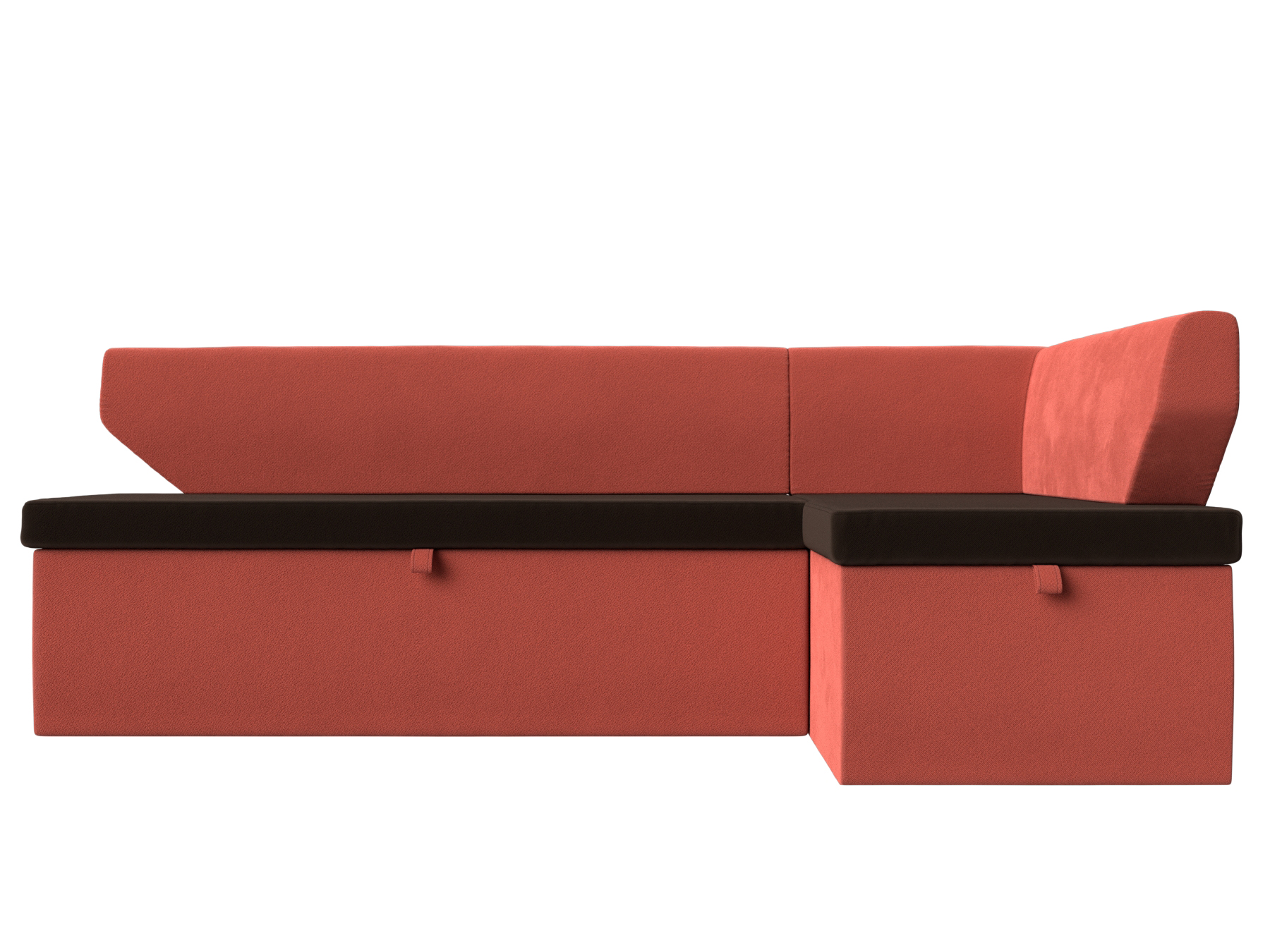 Кухонный угловой диван Омура правый угол (Коричневый\Коралловый)