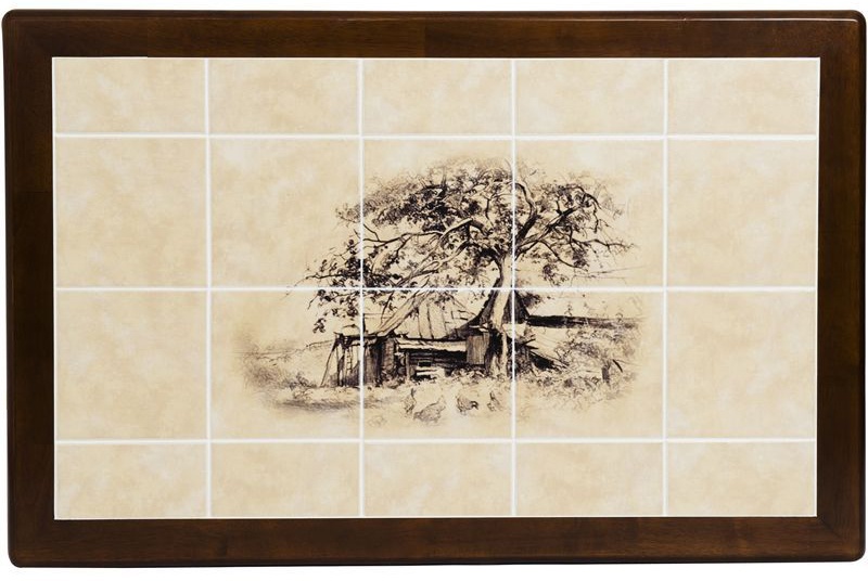 Стол обеденный CT 3045P с плиткой дерево гевея/плитка, Тёмный Дуб, рисунок-Дерево (4992)