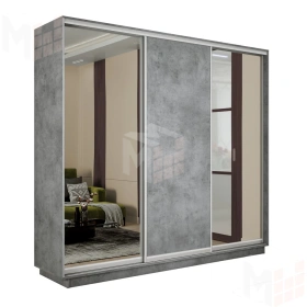 Шкаф-купе Экспресс трио (2 зеркала) 2100 Бетон