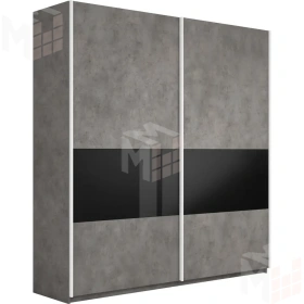 Шкаф-купе Прайм Широкий 2-х дверный 220 см, Бетон/Черное стекло