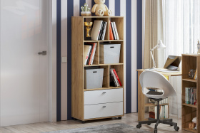 Стеллаж Милан Дуб Золотой/Белый Матовый