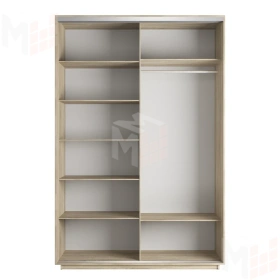 Шкаф-купе Оптим 2-х дверный 4 секции Зеркало 120 см. 1 штанга, 7 полок