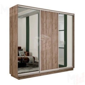 Шкаф-купе Экспресс трио 2 зеркала 2400 (Крафт табачный)