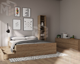 2.01.04.110.3 ОРИОН кровать двойная 200х200 сонома RU