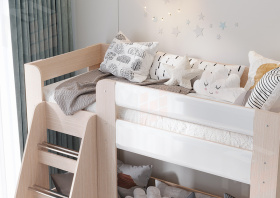 Кровать двухъярусная Симба дуб белфорт - белый глянец