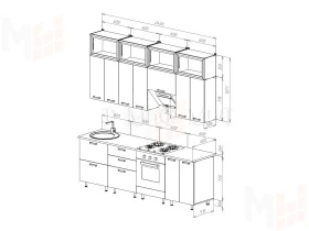Кухня Рио New 2,4 (490) комп №4 Бетон светлый/Бетон темный, Графит (Дуб вотан)