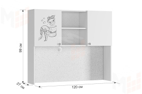 Надстройка для стола Гламур белый/белый глянец