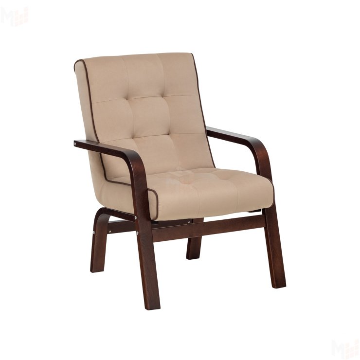 Кресло Leset Модена (Орех текстура/V18 бежевый, кант V23 молочный шоколад)